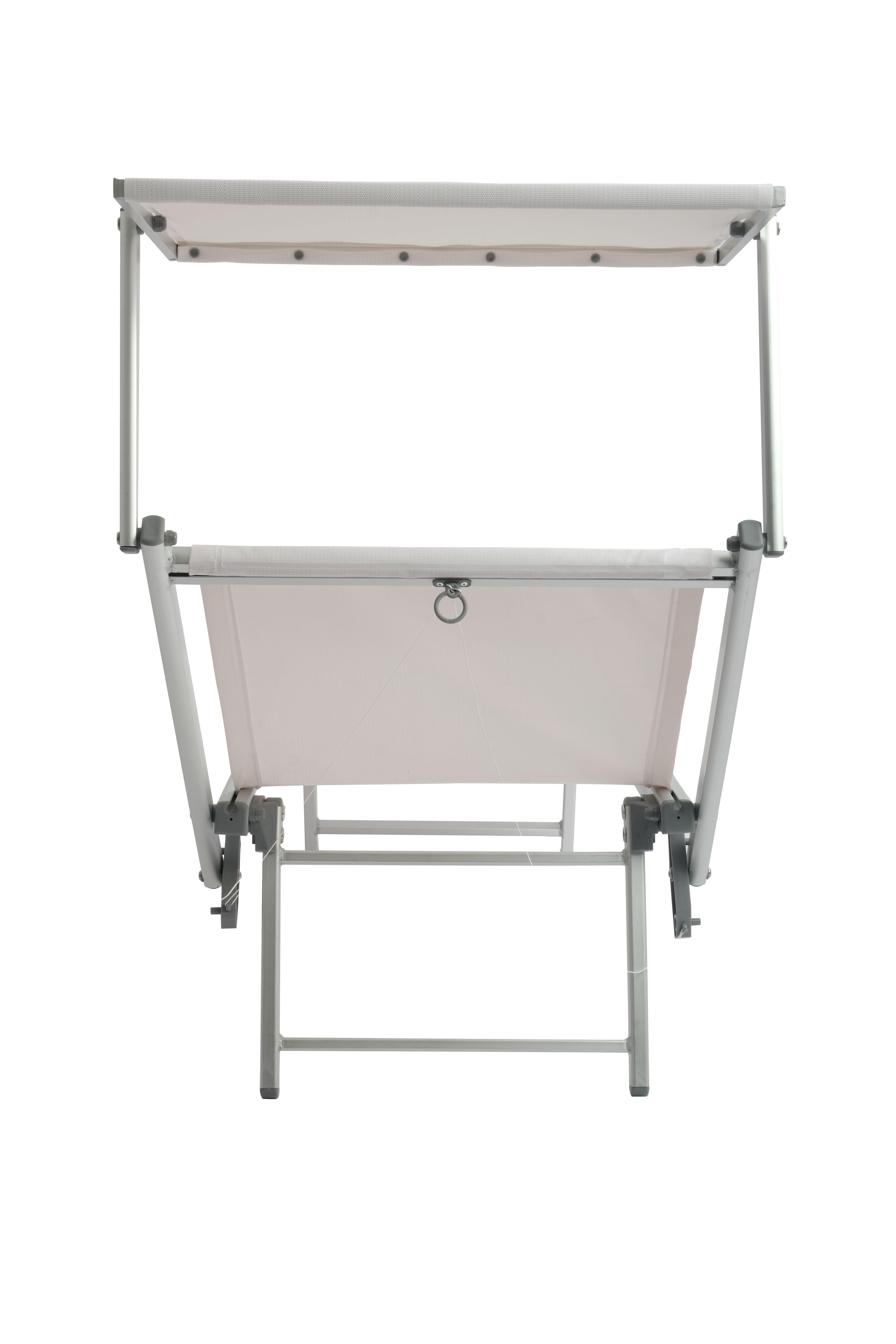 Lettino senza cuscino Basic in alluminio grigio e seduta bianco - 3