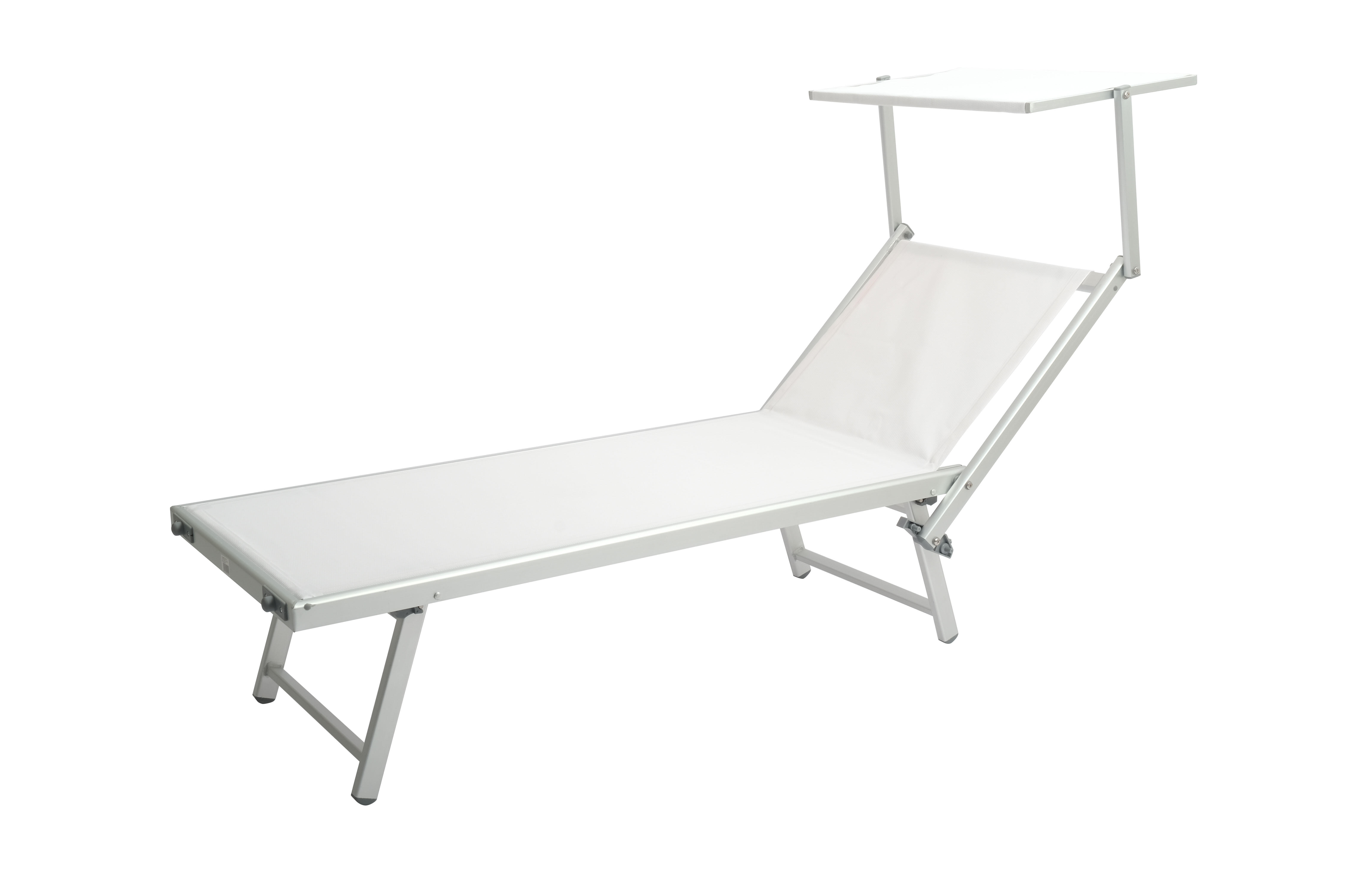 Lettino senza cuscino Basic in alluminio grigio e seduta bianco - 2