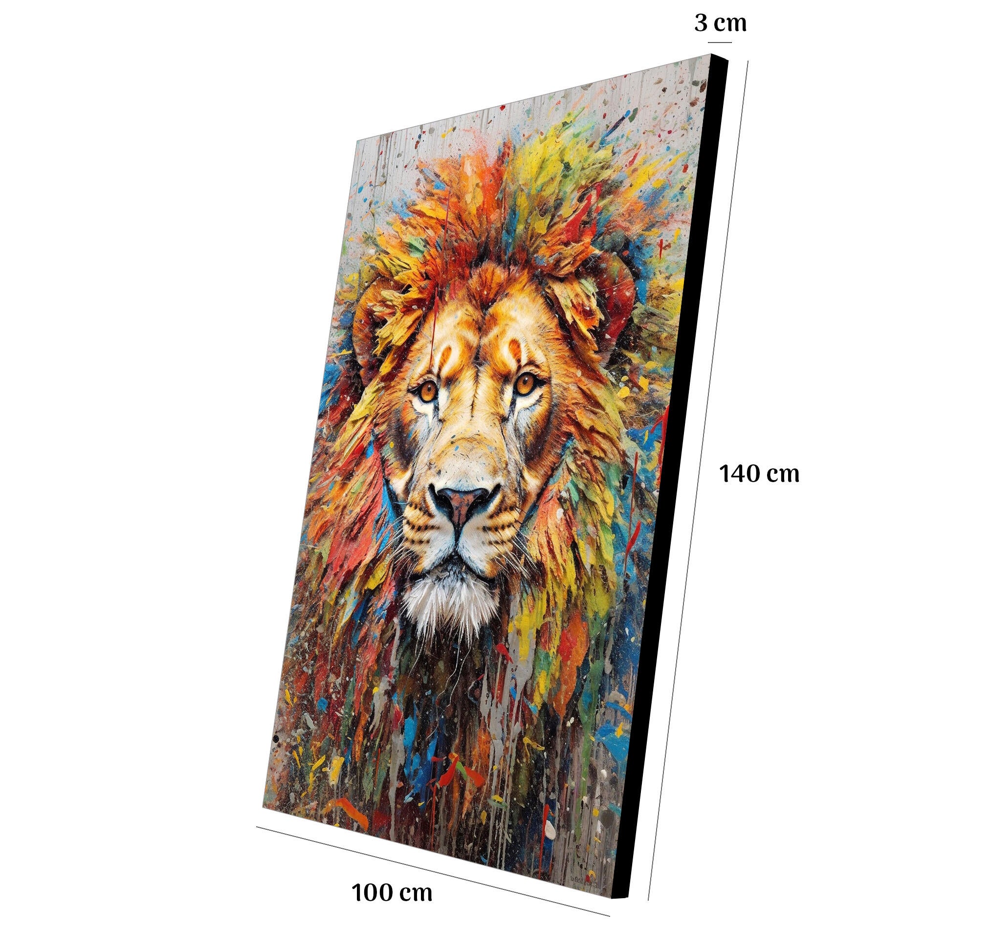Objeto decorativo sin marco Arte rectangular de 140 x 100 cm. MDF León pintura pasteles cálidos - 3