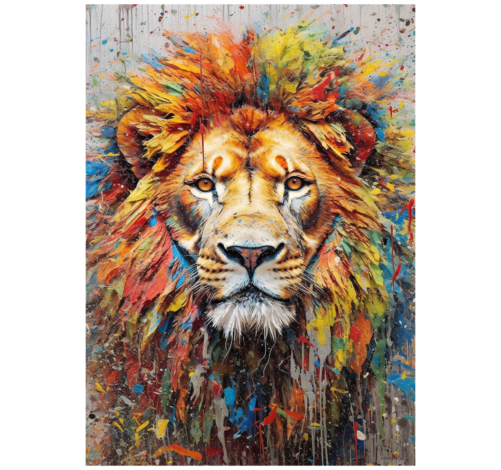 Objeto decorativo sin marco Arte rectangular de 140 x 100 cm. MDF León pintura pasteles cálidos - 2