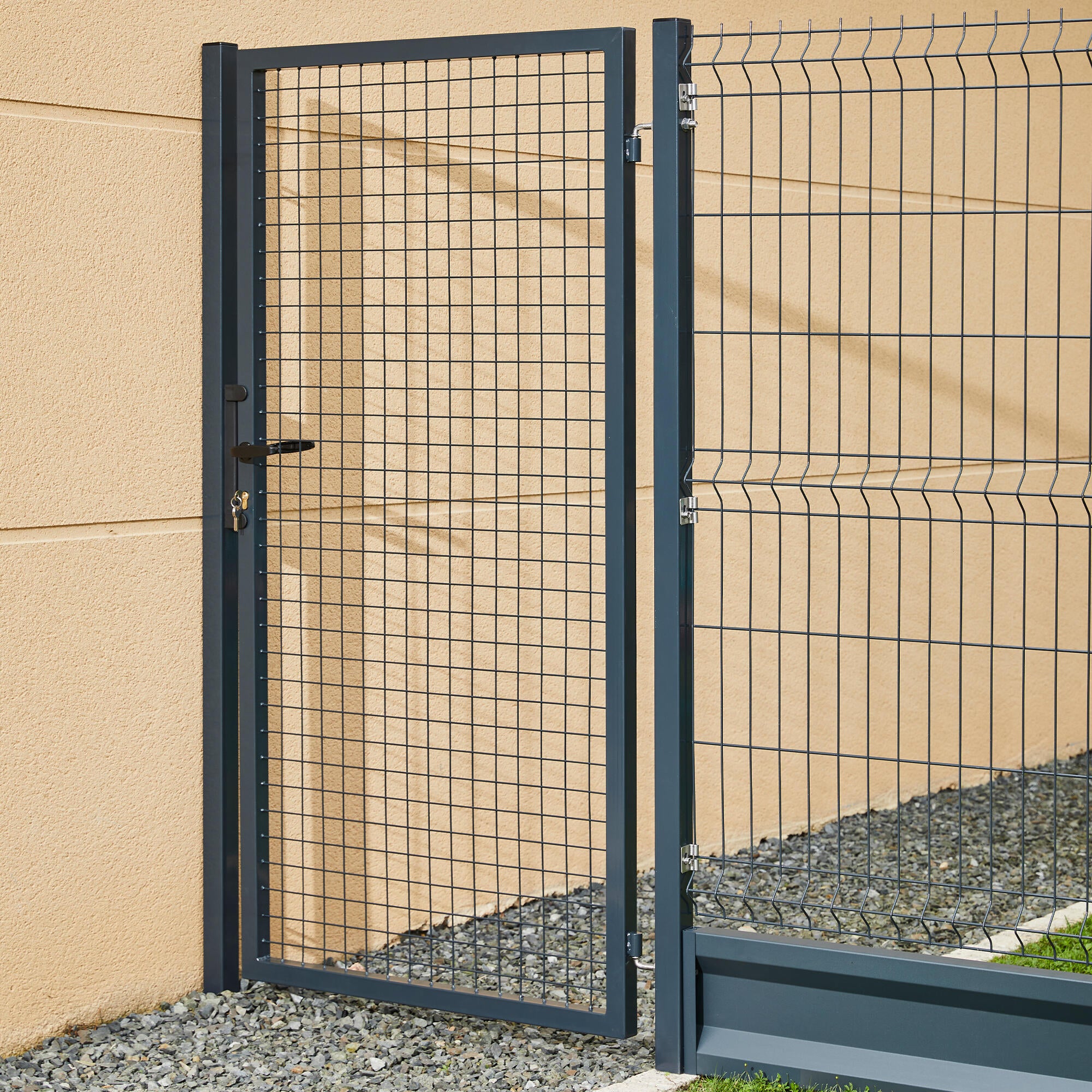 Portillon grillagé Garden+ gris, l.100 x H.150 cm - 2