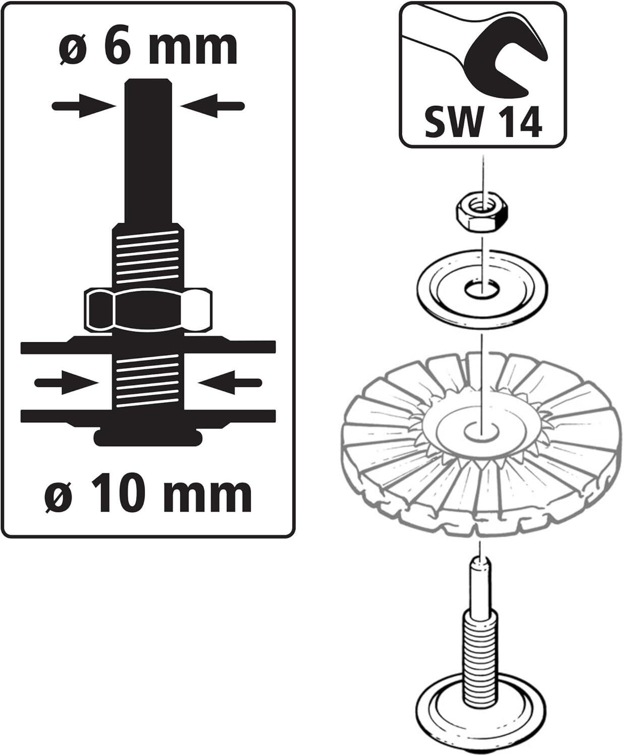 Adaptador para fixação de discos abrasivos / de polir em berbequim 6 mm Ø10 mm Wolfcraft 2116000 - 3