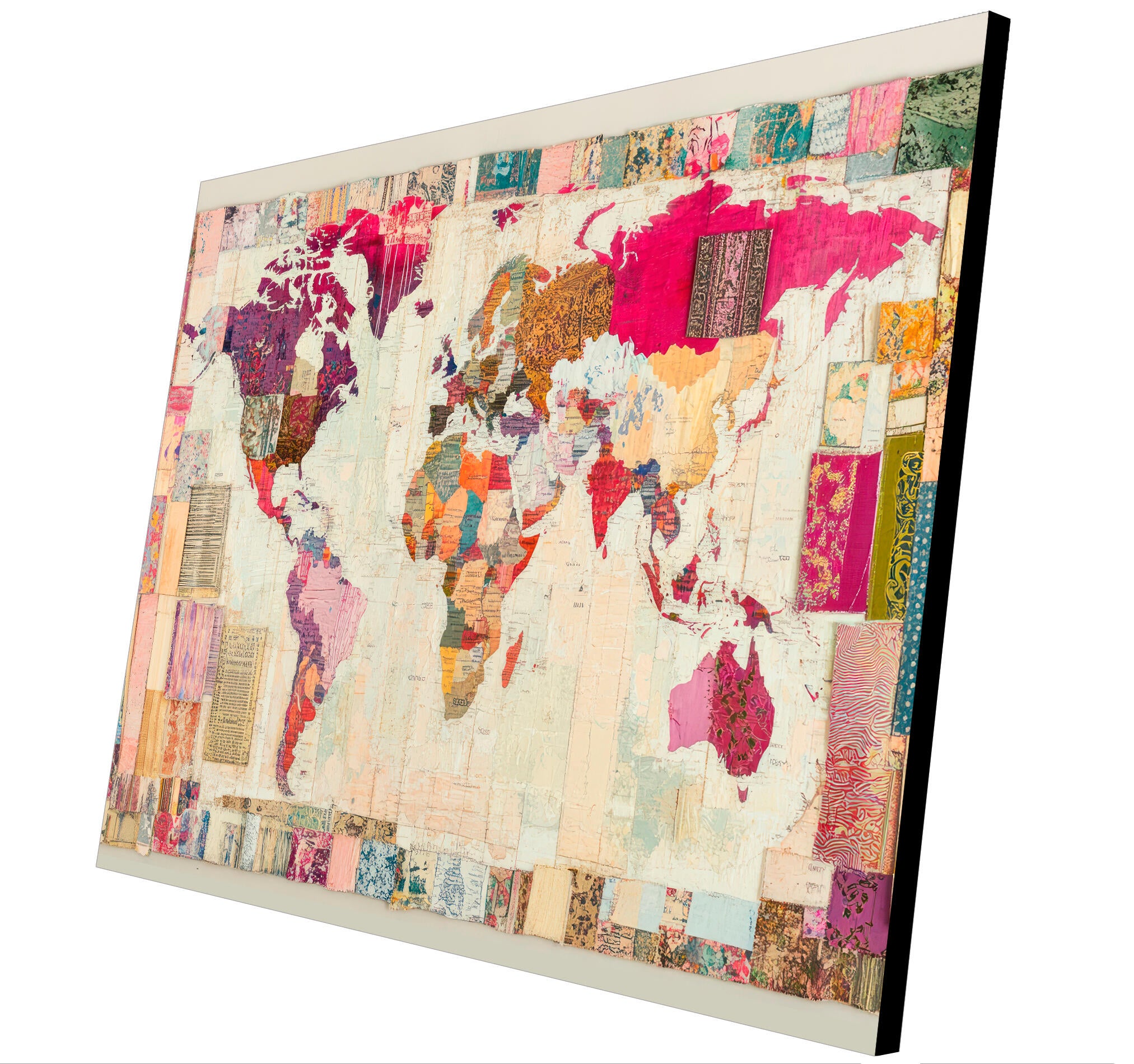 Objeto decorativo sin marco Arte rectangular de 140 x 100 cm. MDF Mapa pasteles cálidos - 5