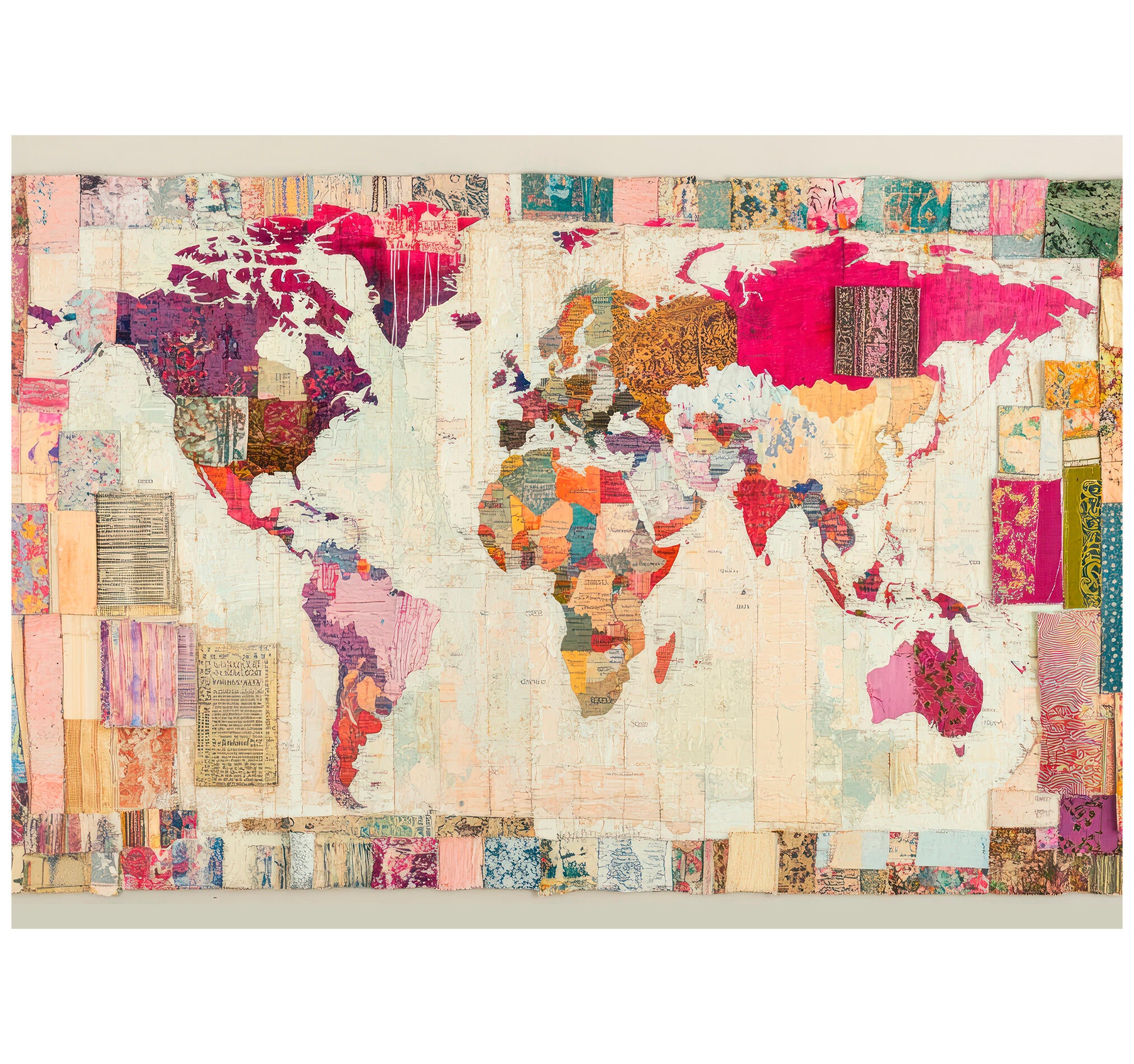 Objeto decorativo sin marco Arte rectangular de 140 x 100 cm. MDF Mapa pasteles cálidos - 2