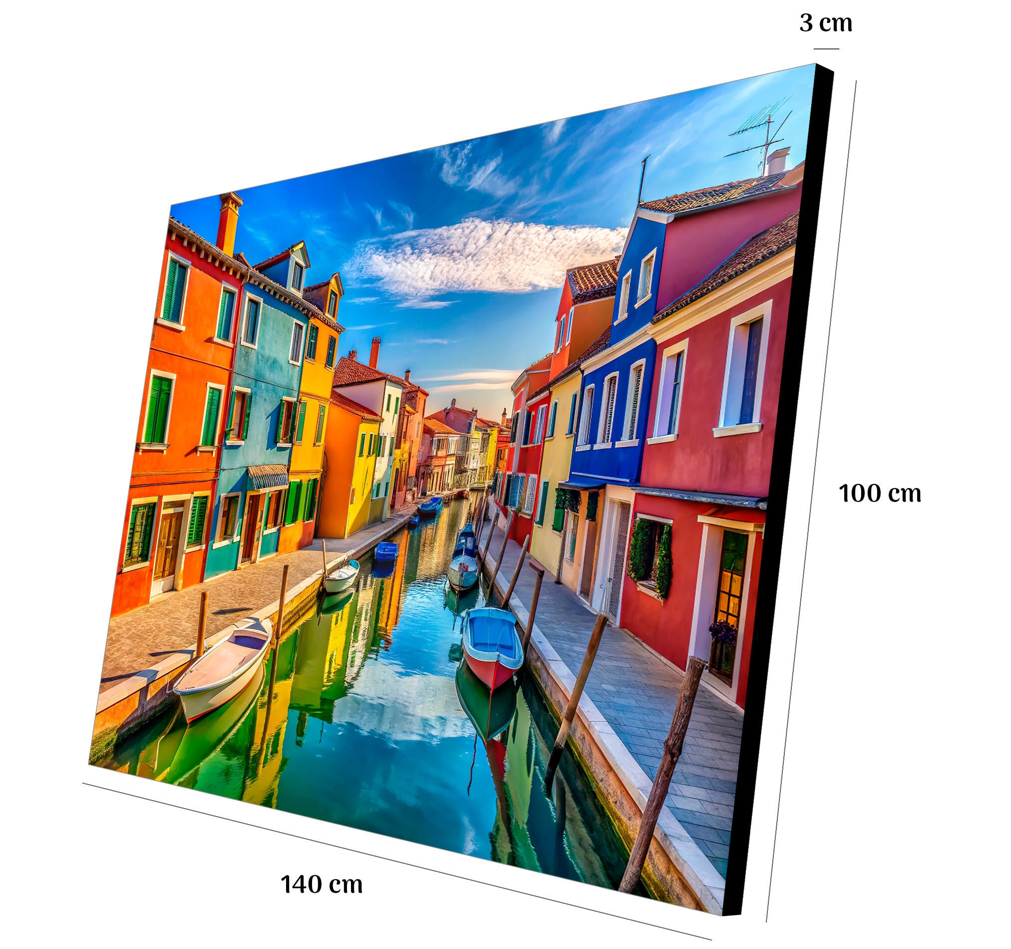 Objeto decorativo sin marco Arte rectangular de 140 x 100 cm. MDF Canal de Venecia pasteles cálidos - 3