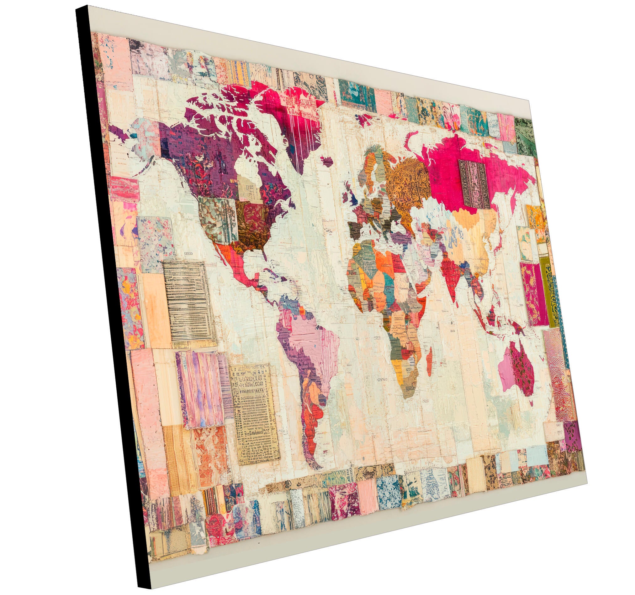 Objeto decorativo sin marco Arte rectangular de 140 x 100 cm. MDF Mapa pasteles cálidos - 4