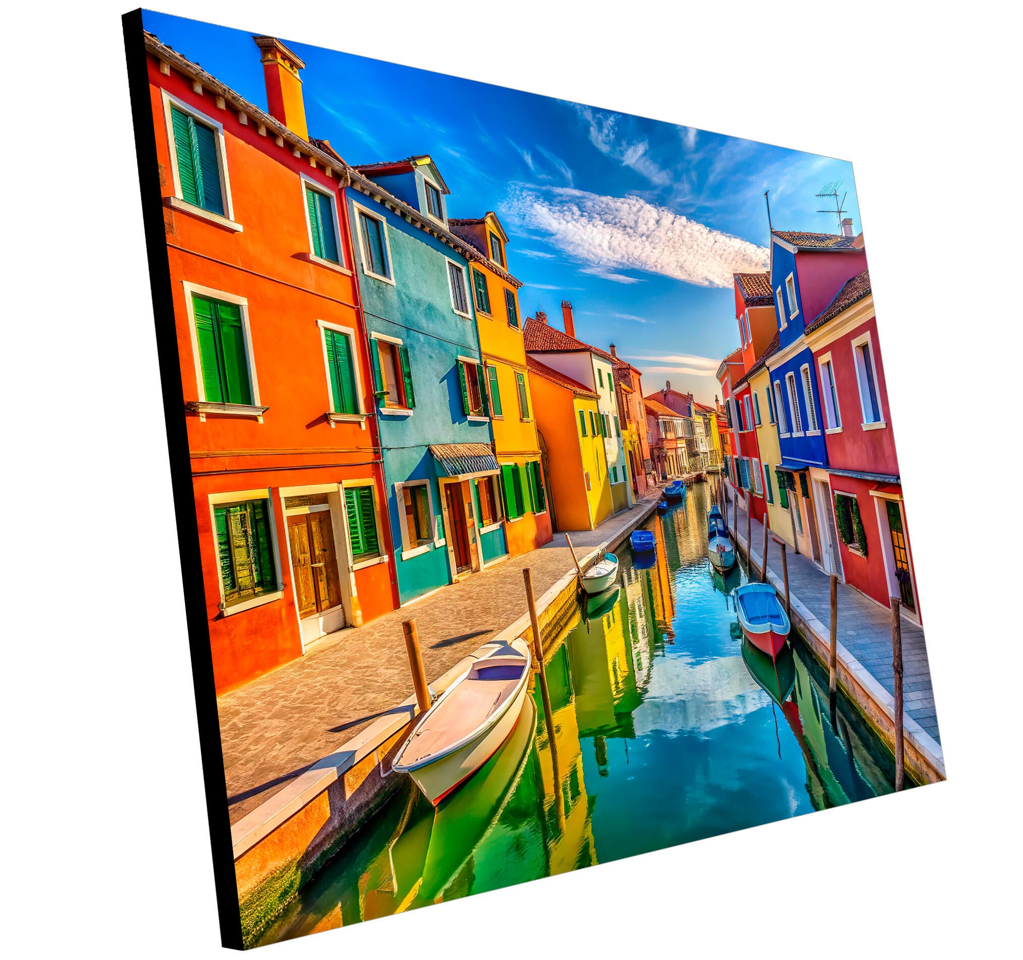 Objeto decorativo sin marco Arte rectangular de 140 x 100 cm. MDF Canal de Venecia pasteles cálidos - 5