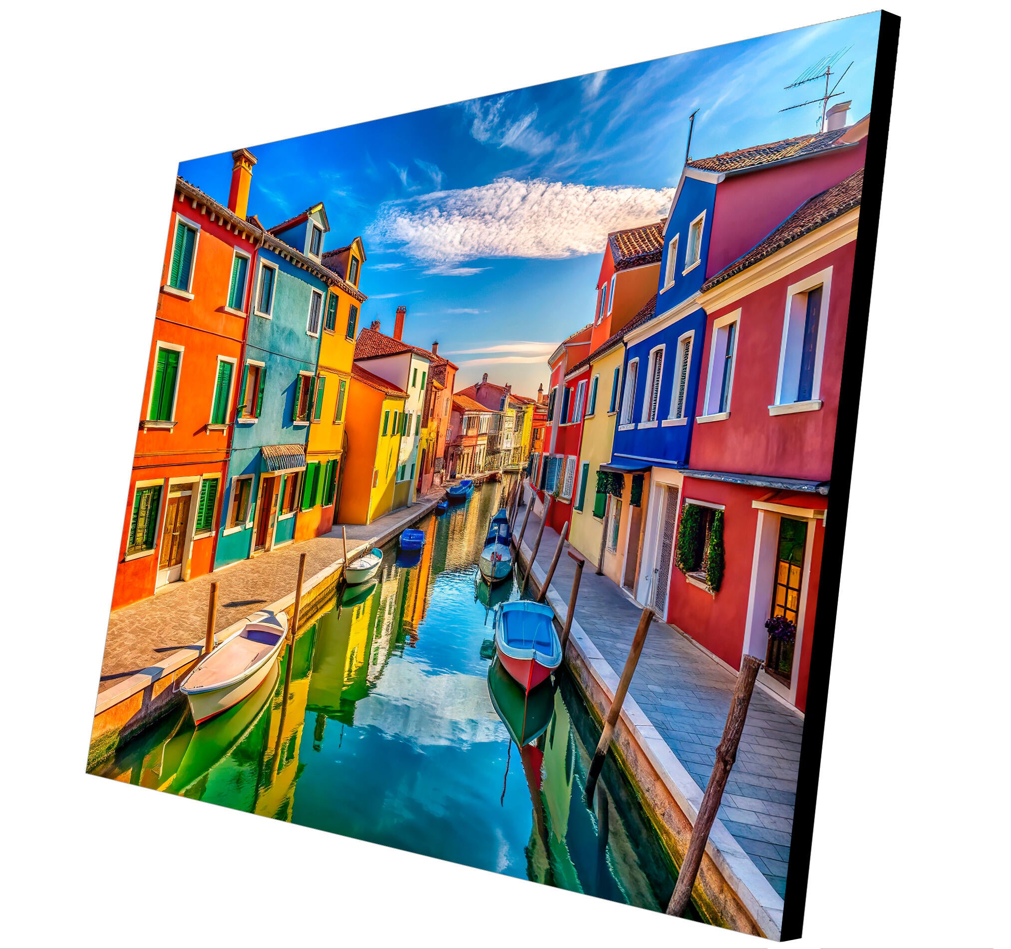 Objeto decorativo sin marco Arte rectangular de 140 x 100 cm. MDF Canal de Venecia pasteles cálidos - 4