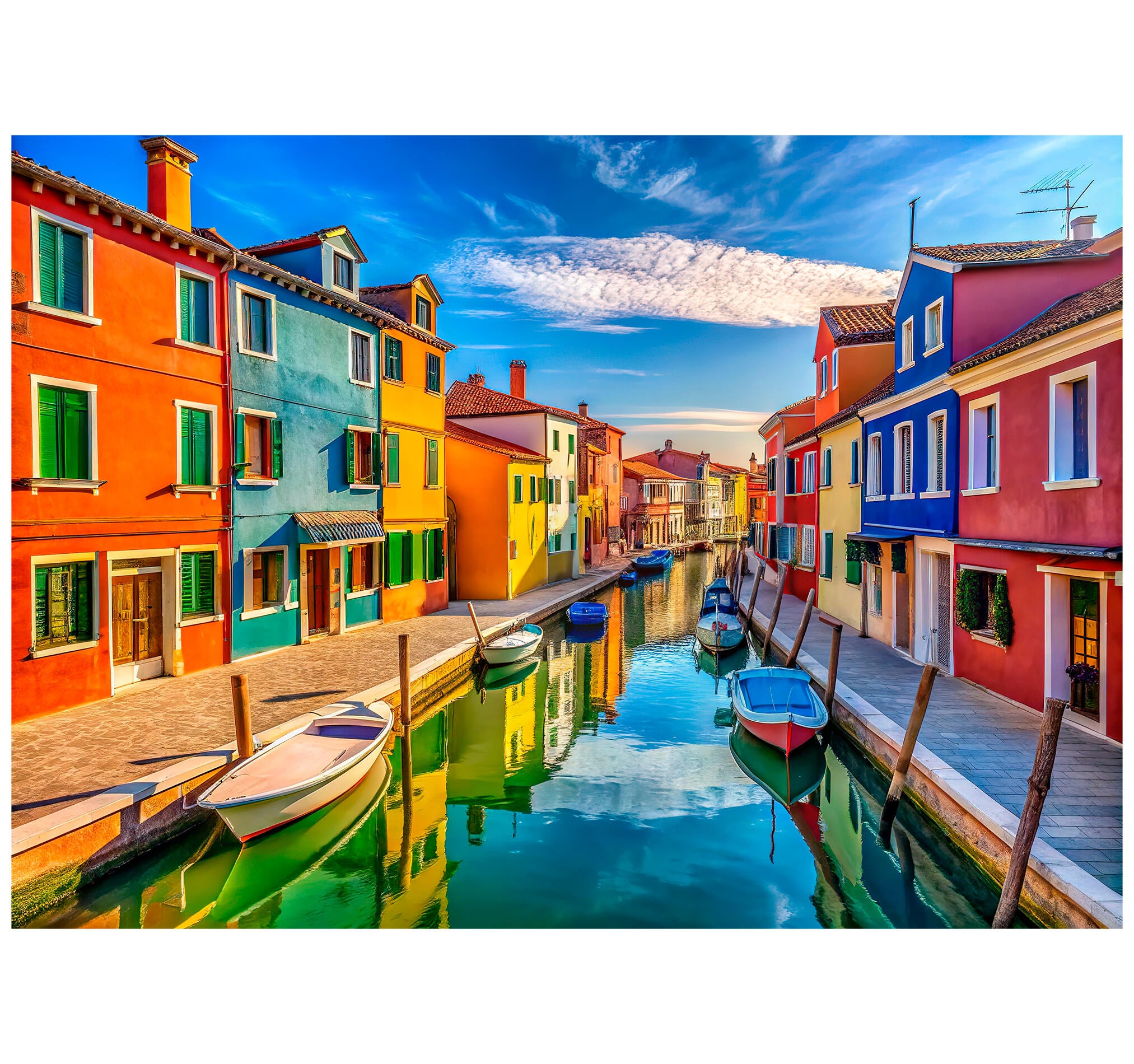 Objeto decorativo sin marco Arte rectangular de 140 x 100 cm. MDF Canal de Venecia pasteles cálidos - 2