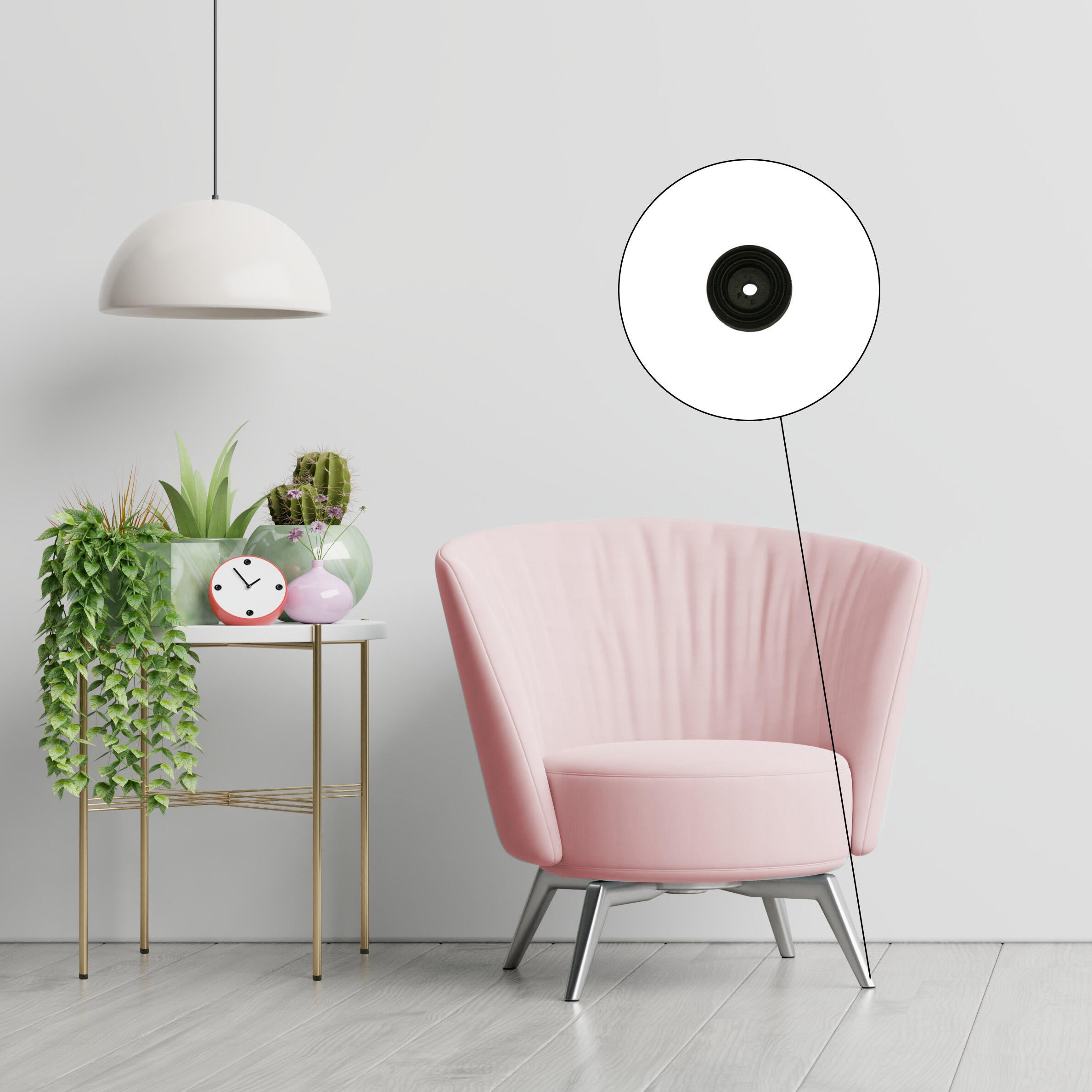 Sottopiede per mobile tondo STTG/4 25 NR in gomma naturale (caucciù) Nero Ø 25 x H 0.5 mm, 4 pezzi - 2