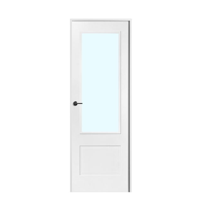 BLOCO DE PORTA LACADO BRANCO 2 QUADROS C/ ABERTURA PARA VIDRO 200X75CM DIREITA
