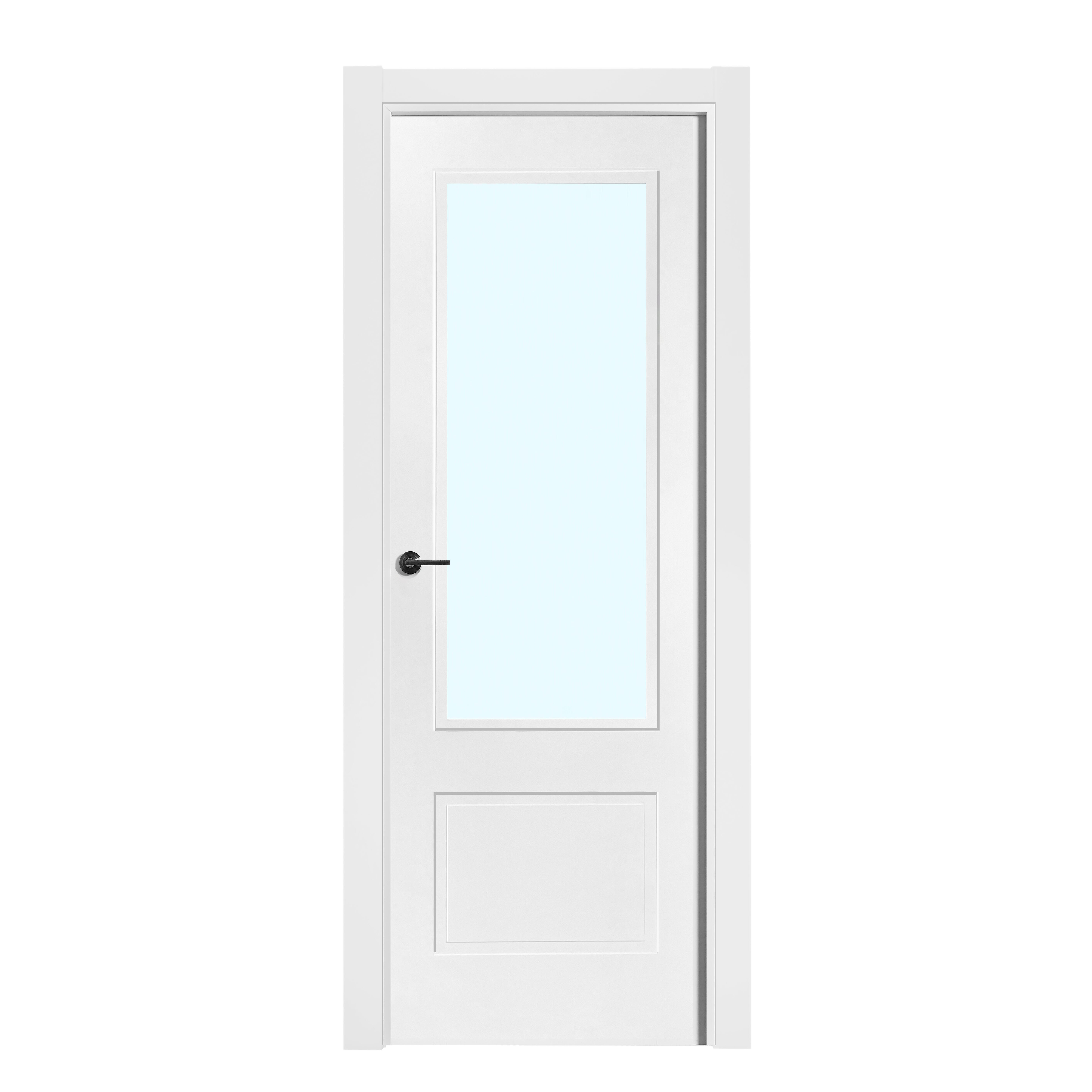 BLOCO DE PORTA LACADO BRANCO 2 QUADROS C/ ABERTURA PARA VIDRO 200X75CM DIREITA - 2
