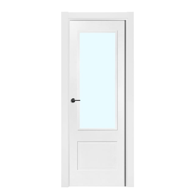 BLOCO DE PORTA LACADO BRANCO 2 QUADROS C/ ABERTURA PARA VIDRO 200X80CM ESQUERDA