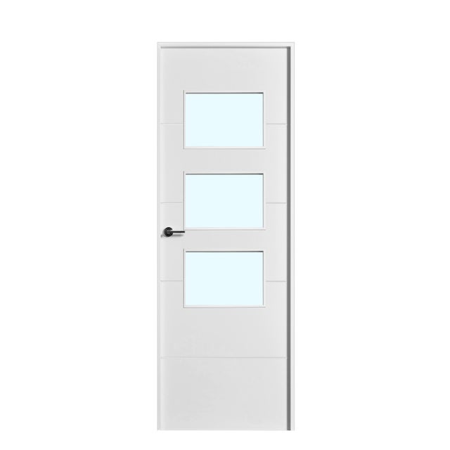BLOCO DE PORTA LACADO BRANCO VT5 C/ ABERTURA PARA VIDROS 200X75CM ESQUERDA