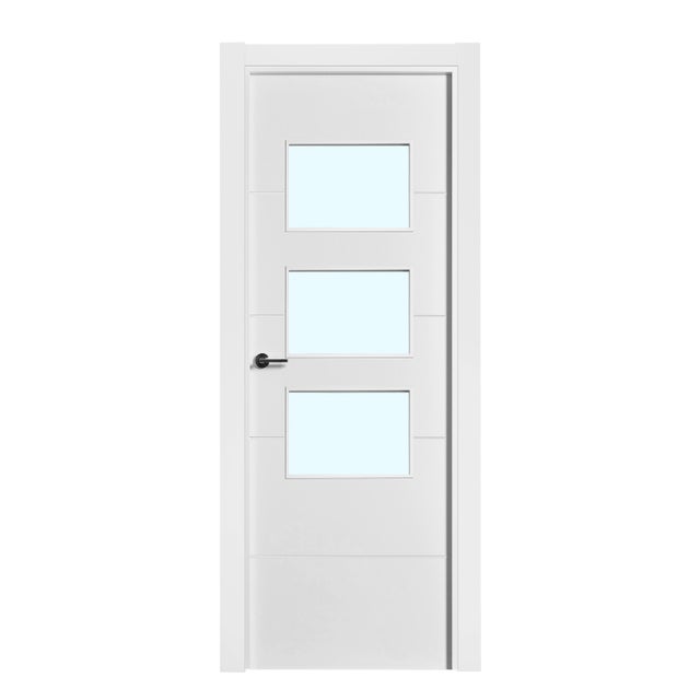 BLOCO DE PORTA LACADO BRANCO VT5 C/ ABERTURA PARA VIDROS 200X75CM DIREITA