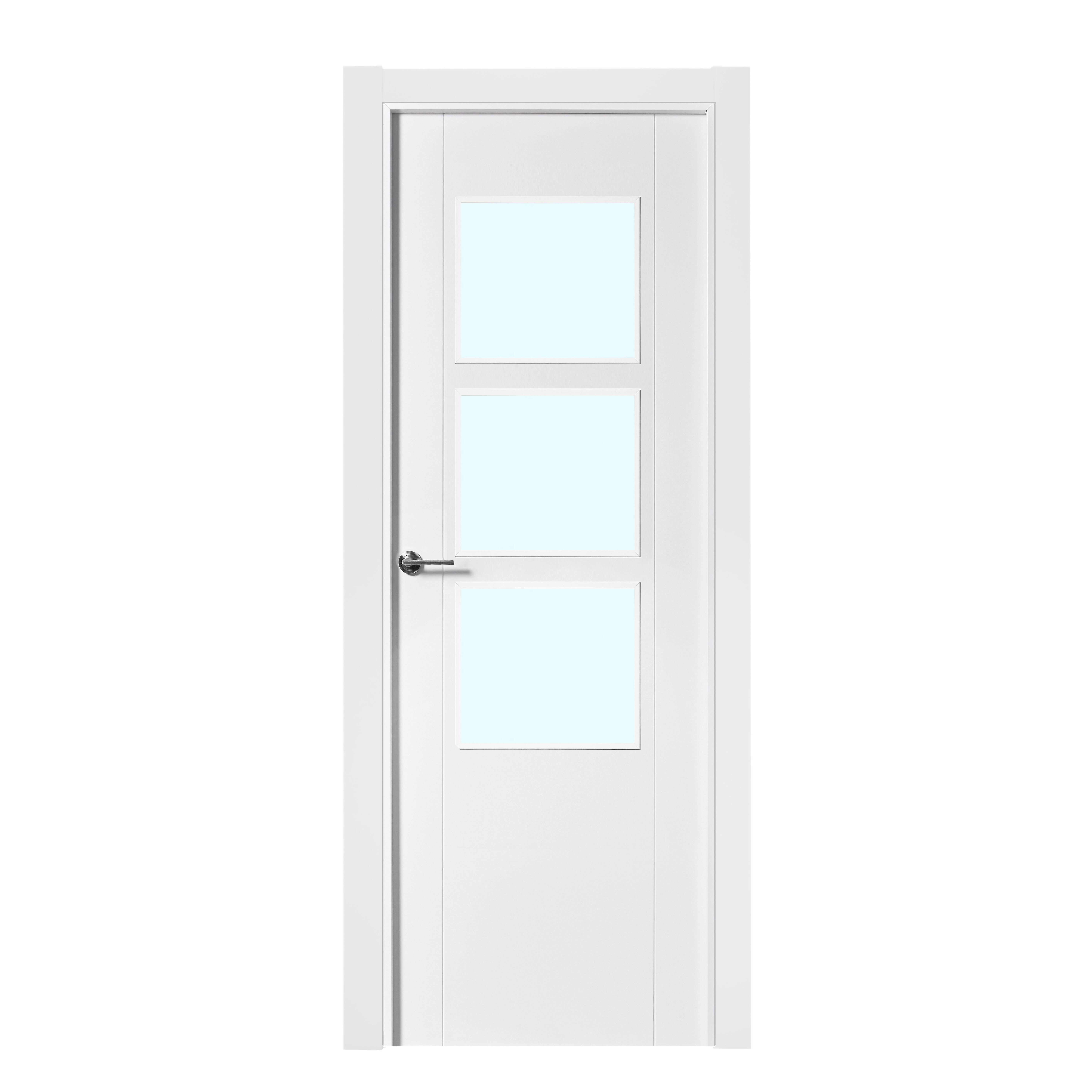 BLOCO DE PORTA LACADO BRANCO VP1 C/ ABERTURA PARA VIDROS 200X80CM ESQUERDA - 2