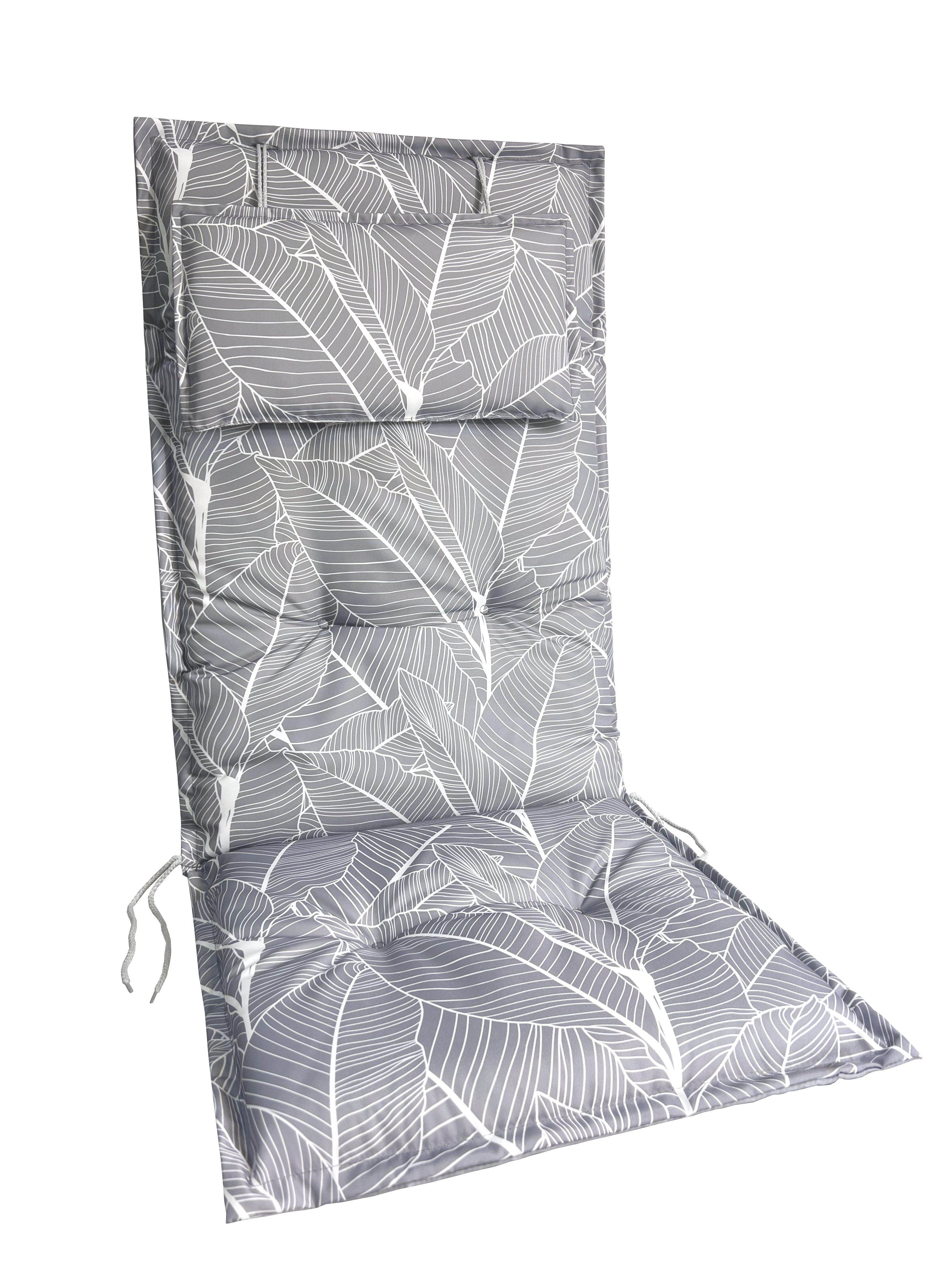 Poduszka ogrodowa na krzesło 116x49x6 cm szara w liście Sun Garden