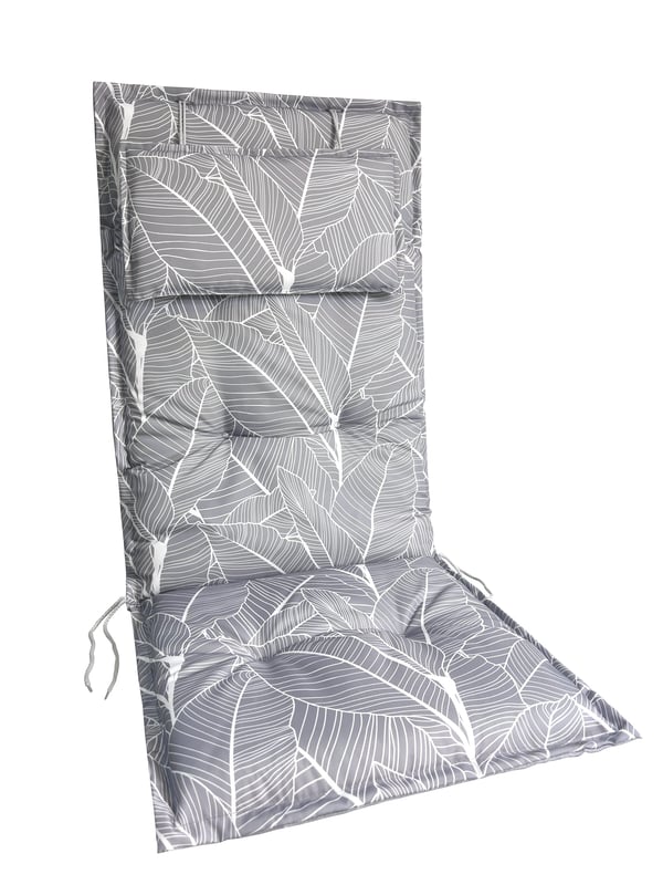 Poduszka ogrodowa na krzesło 116x49x6 cm szara w liście Sun Garden