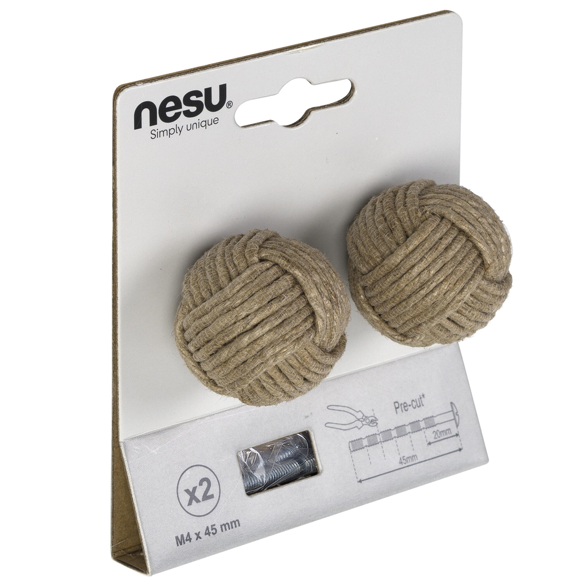 2 pomo de mueble NESU de cuerda natural d. 36mm - 6