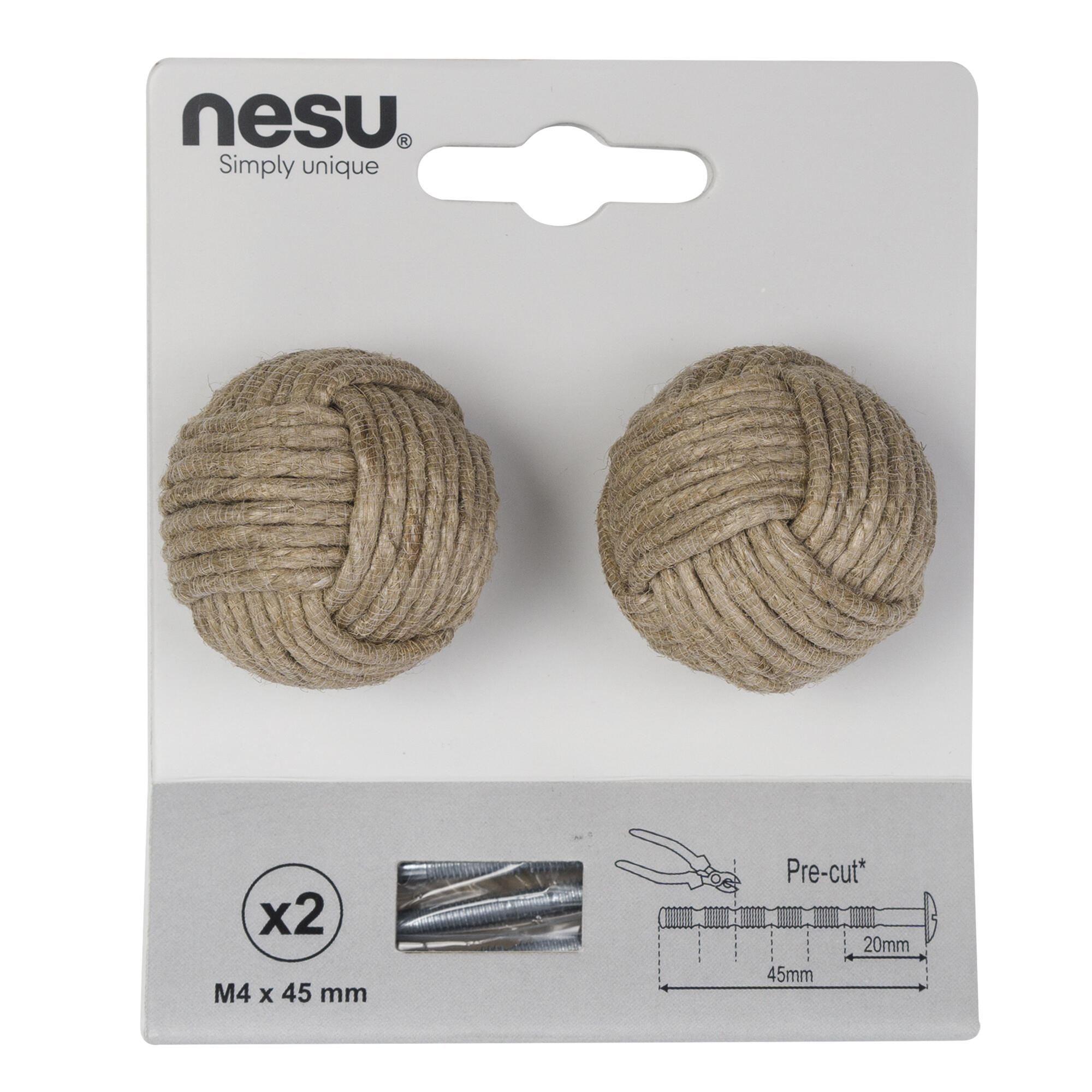 2 pomo de mueble NESU de cuerda natural d. 36mm - 5