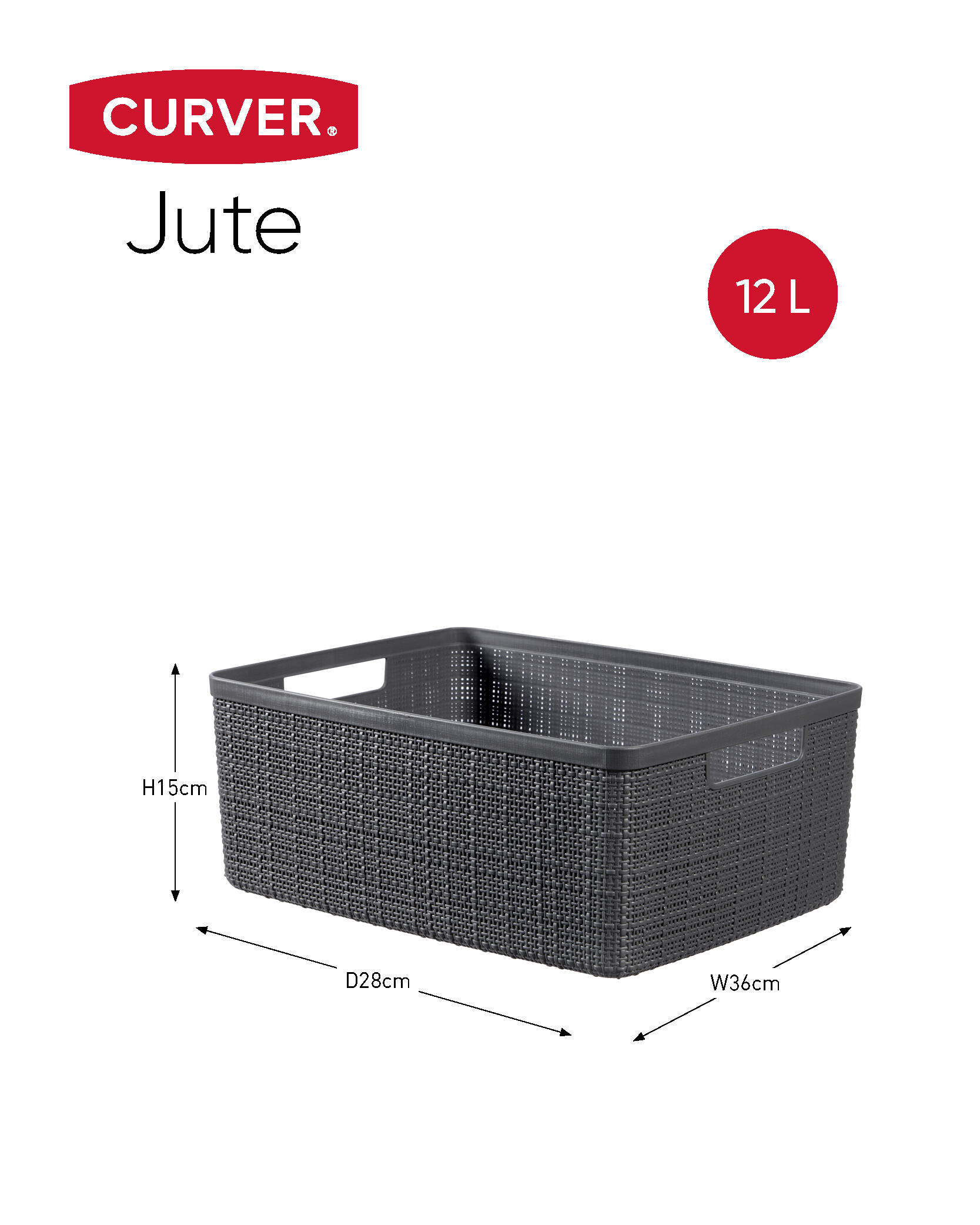 Panier CURVER anthracite H.14.5 x l.28.2 x P.36 cm - 2