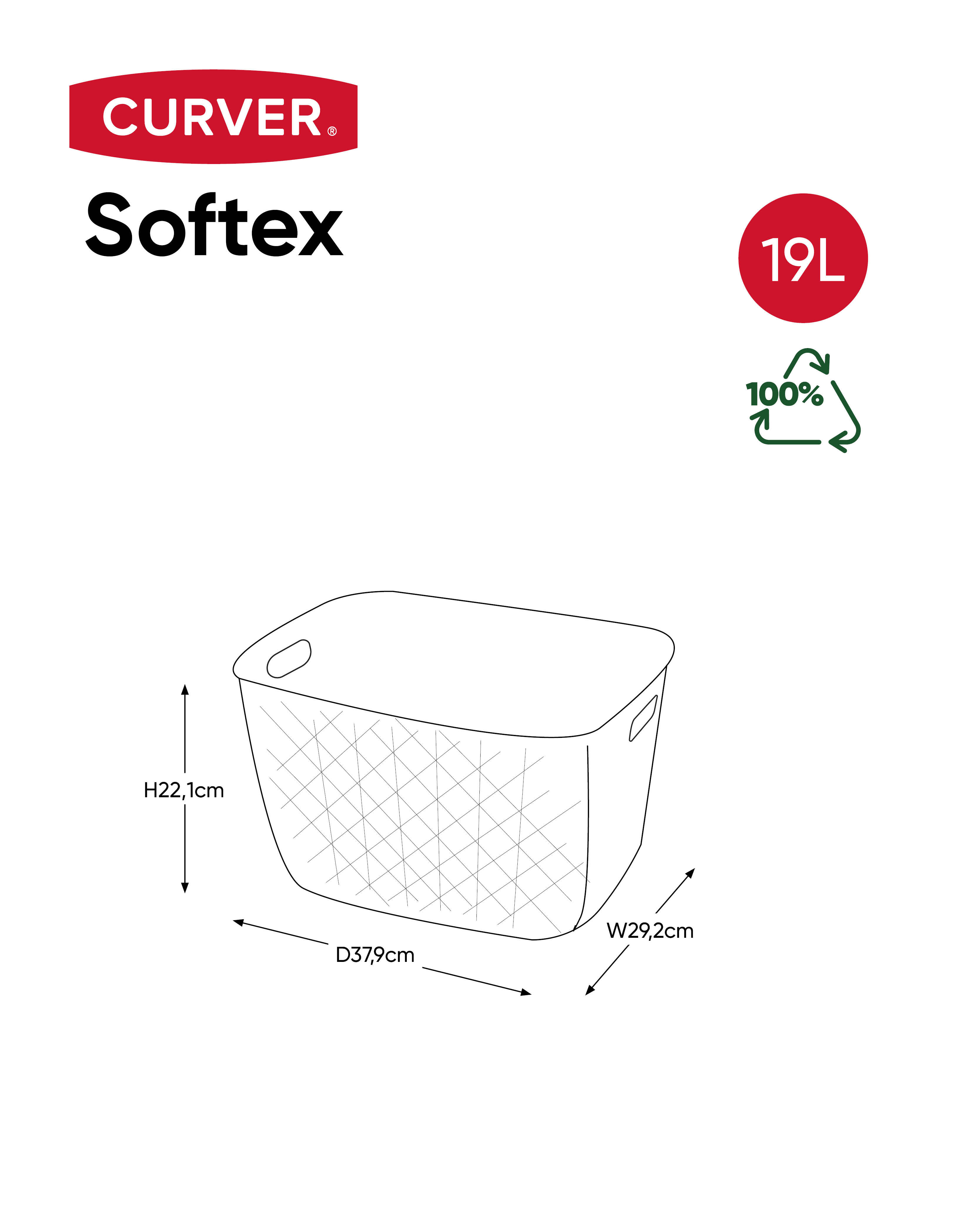 Cesta de polipropileno azul Softex 29.2x37.9x22.1cm - 3