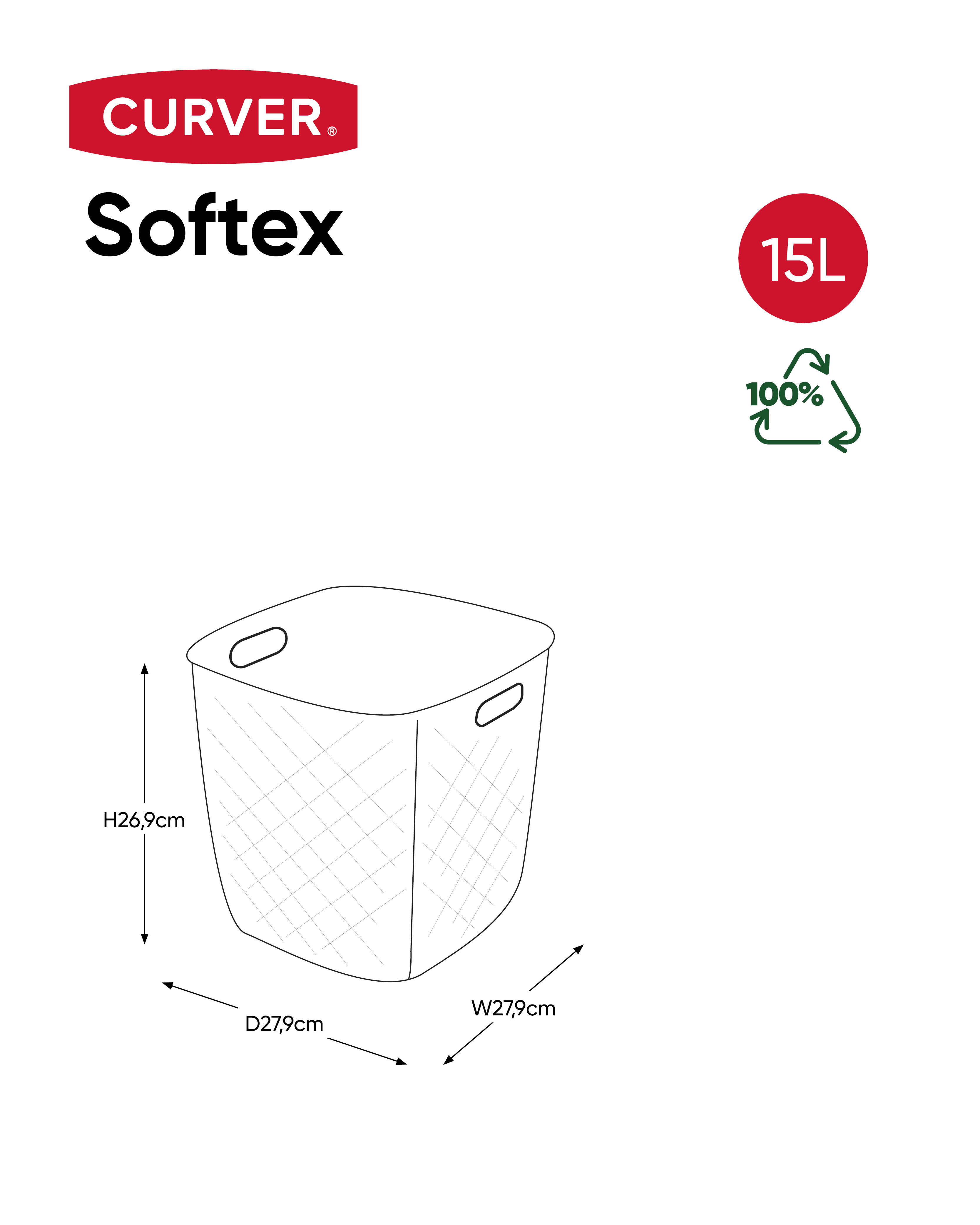 Panier CURVER Softex blanc L.27.9 x H.26.9 x P.27.9 cm - 2