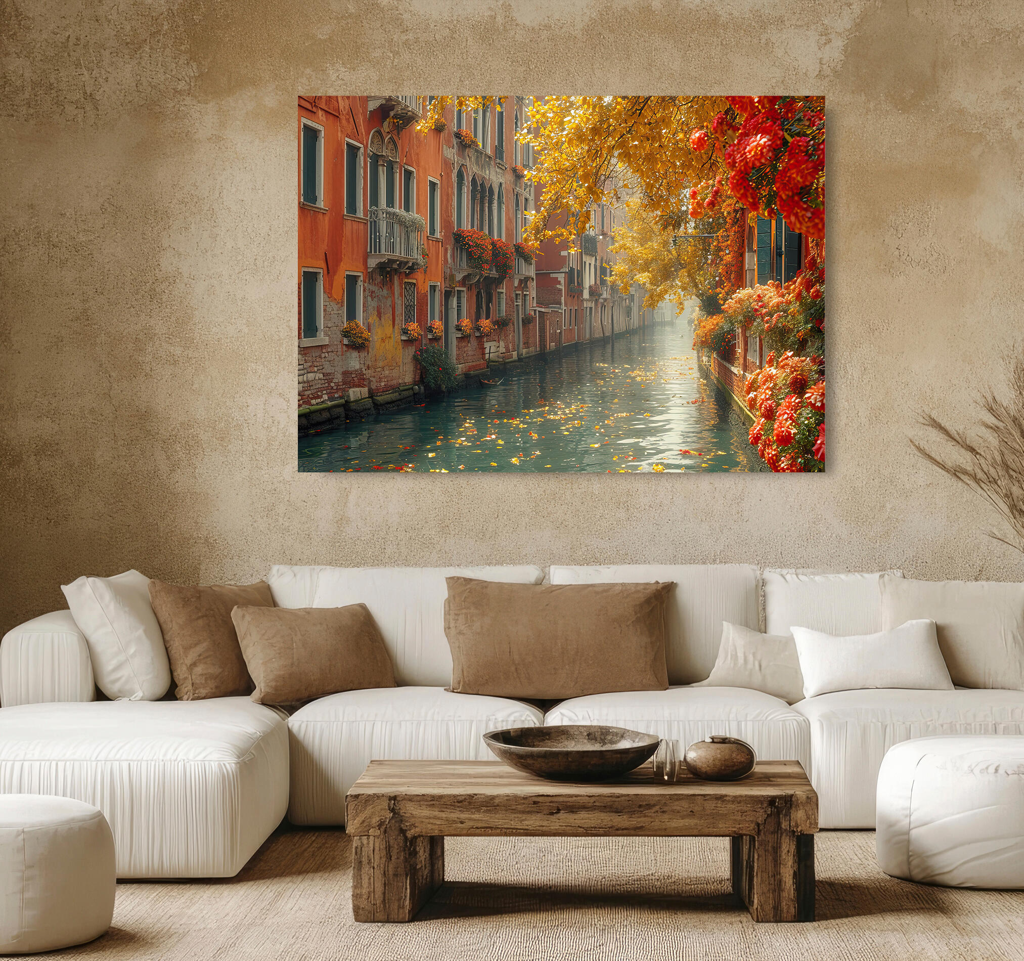 Objeto decorativo sin marco Arte rectangular de 140 x 100 cm. MDF Canal Atardecer pasteles cálidos - 9
