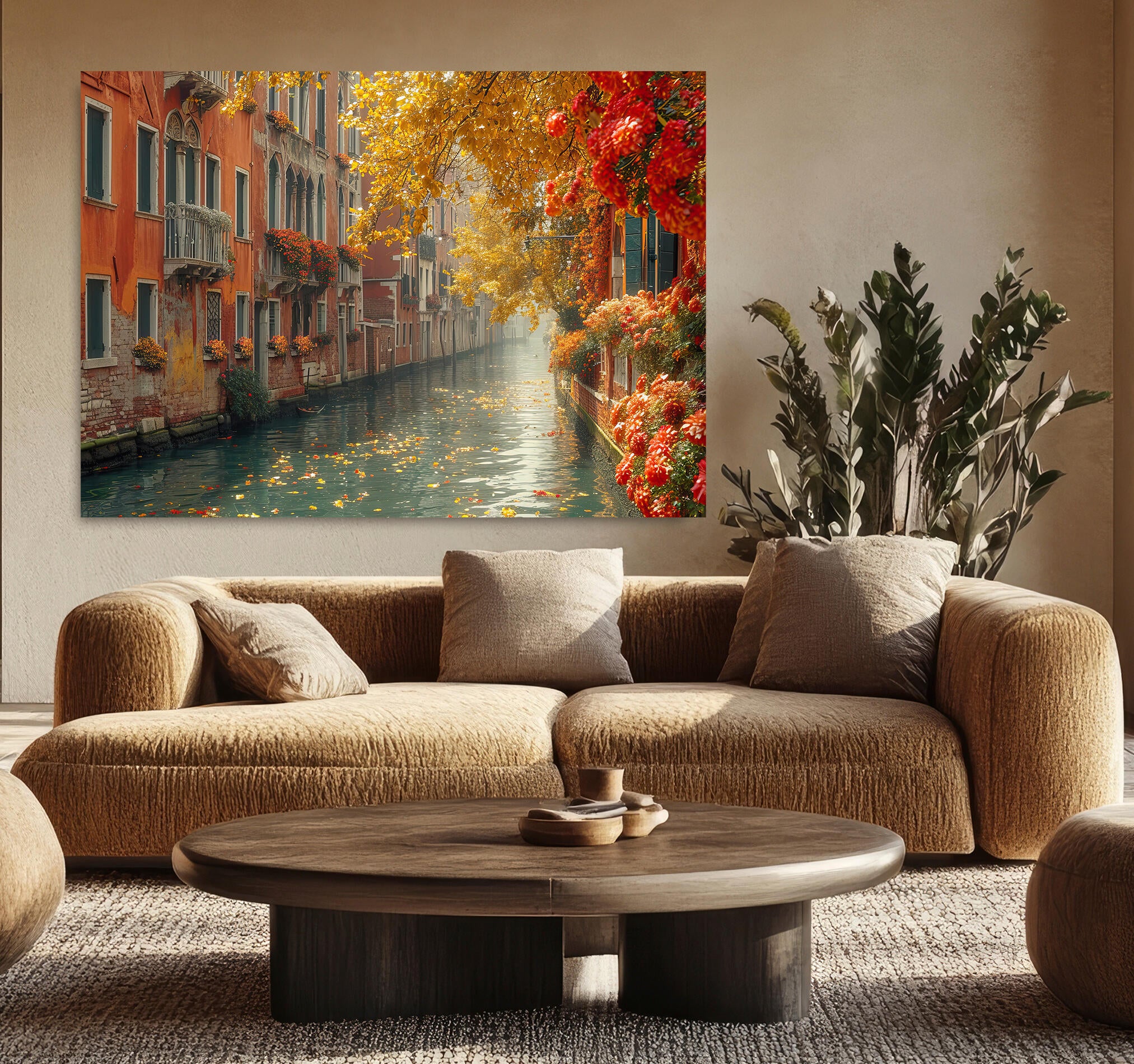 Objeto decorativo sin marco Arte rectangular de 140 x 100 cm. MDF Canal Atardecer pasteles cálidos - 8