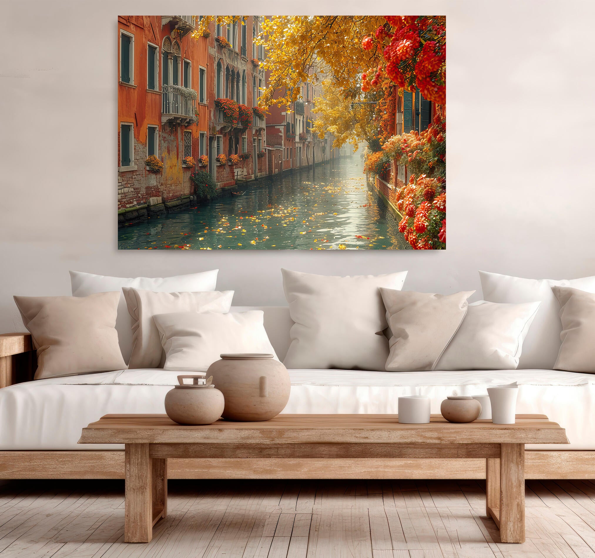 Objeto decorativo sin marco Arte rectangular de 140 x 100 cm. MDF Canal Atardecer pasteles cálidos - 7