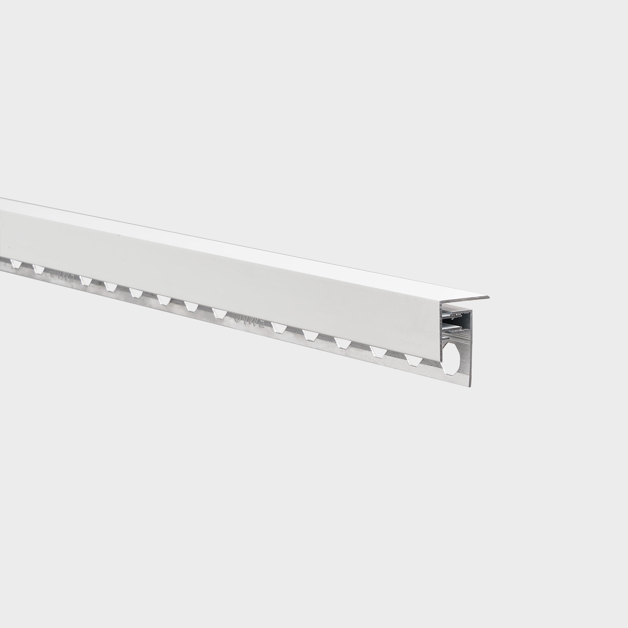 Perfil de esquina y borde externo de aluminio blanco mate 2.55m x25cm