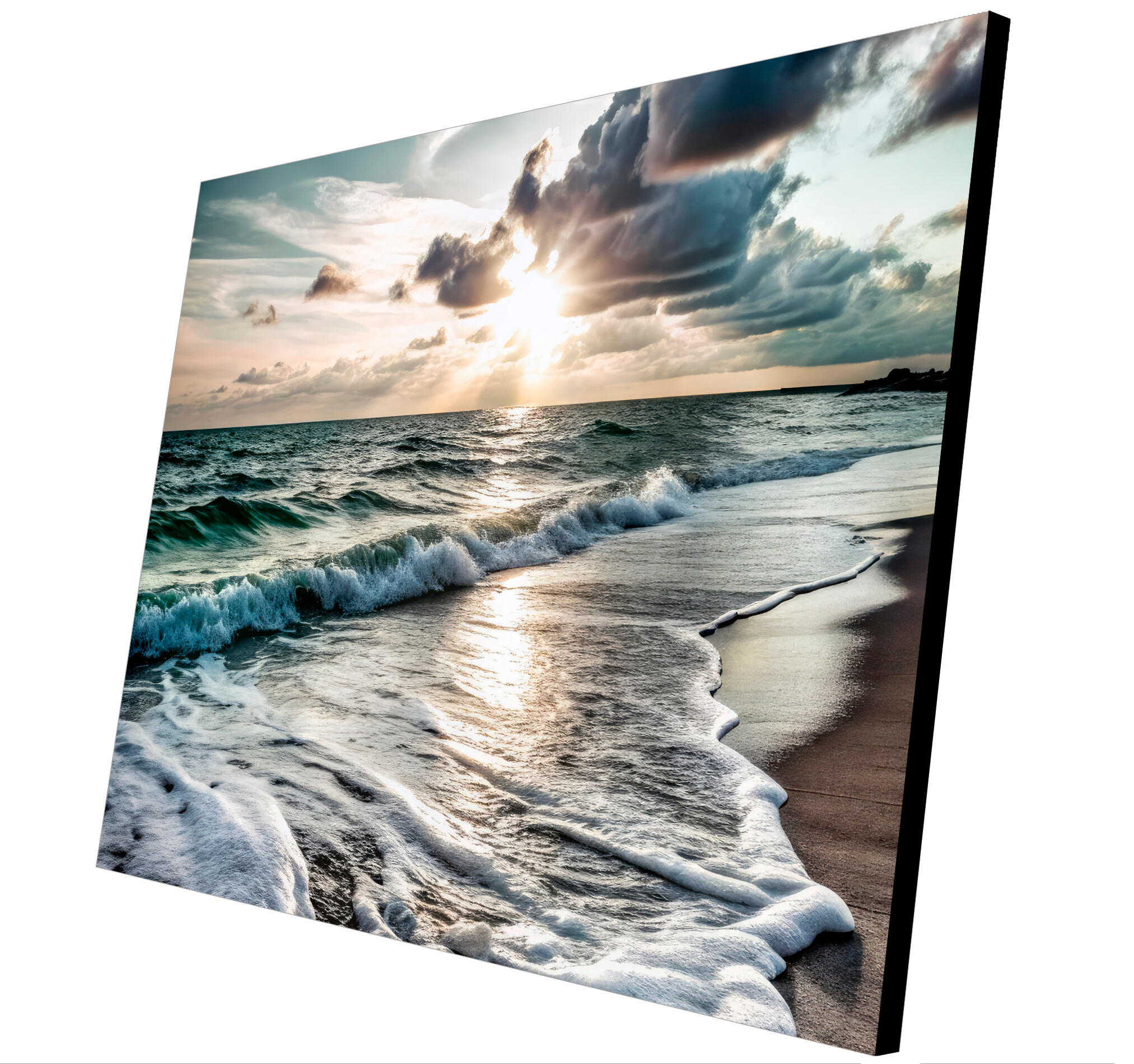 Objeto decorativo sin marco Arte rectangular de 140 x 100 cm. MDF Playa Cielo pasteles cálidos - 5
