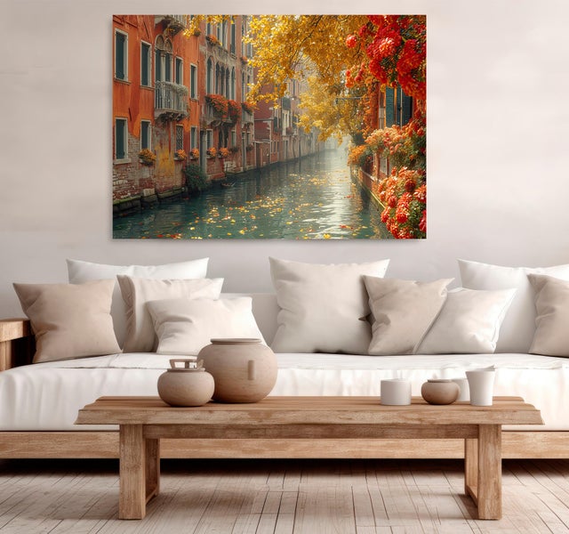 Objeto decorativo sin marco Arte rectangular de 140 x 100 cm. MDF Canal Atardecer pasteles cálidos