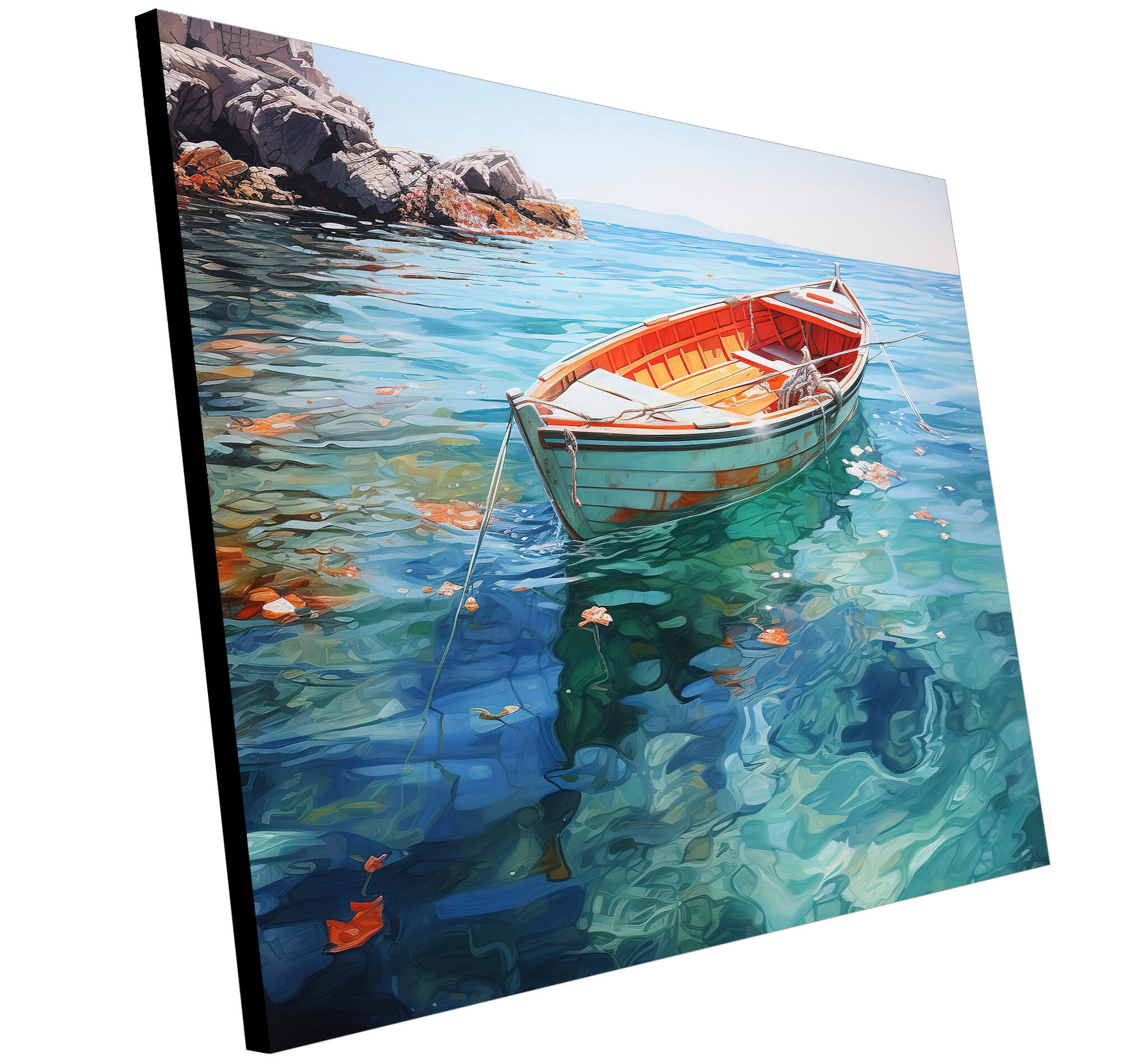 Objeto decorativo sin marco Arte rectangular de 140 x 100 cm. MDF Barca Resplandor pasteles cálidos - 4