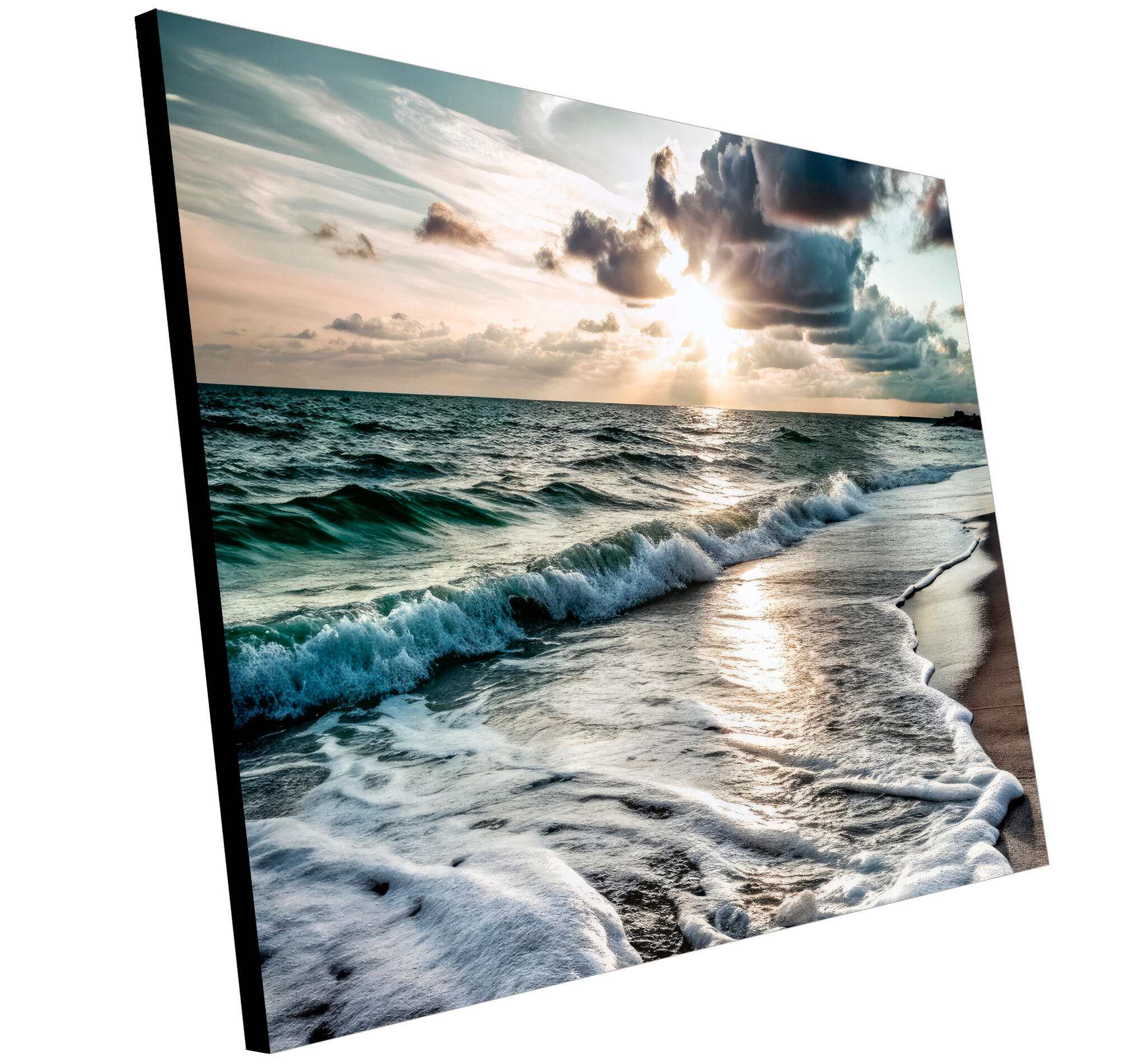 Objeto decorativo sin marco Arte rectangular de 140 x 100 cm. MDF Playa Cielo pasteles cálidos - 4