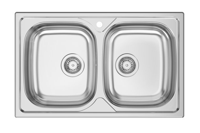 Lava-louça New Porto Delinia  2 cubas 80X50cm inox