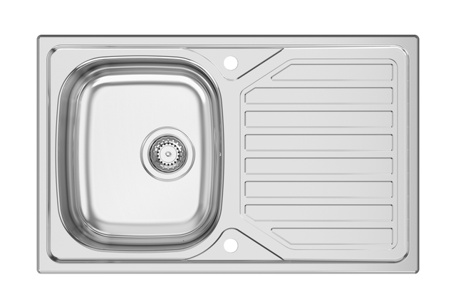 Lava-louça New Porto Delinia  1 cuba com escorredor 80X50cm inox