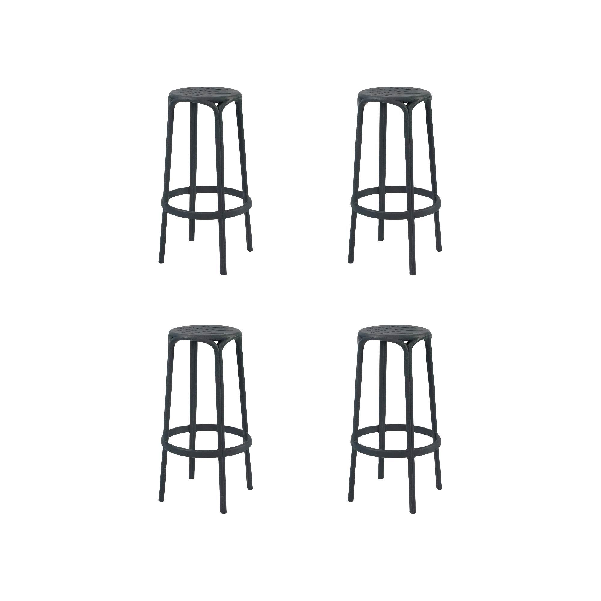 pack 4 sillas altas de jardin sin cojin de resina woody gris