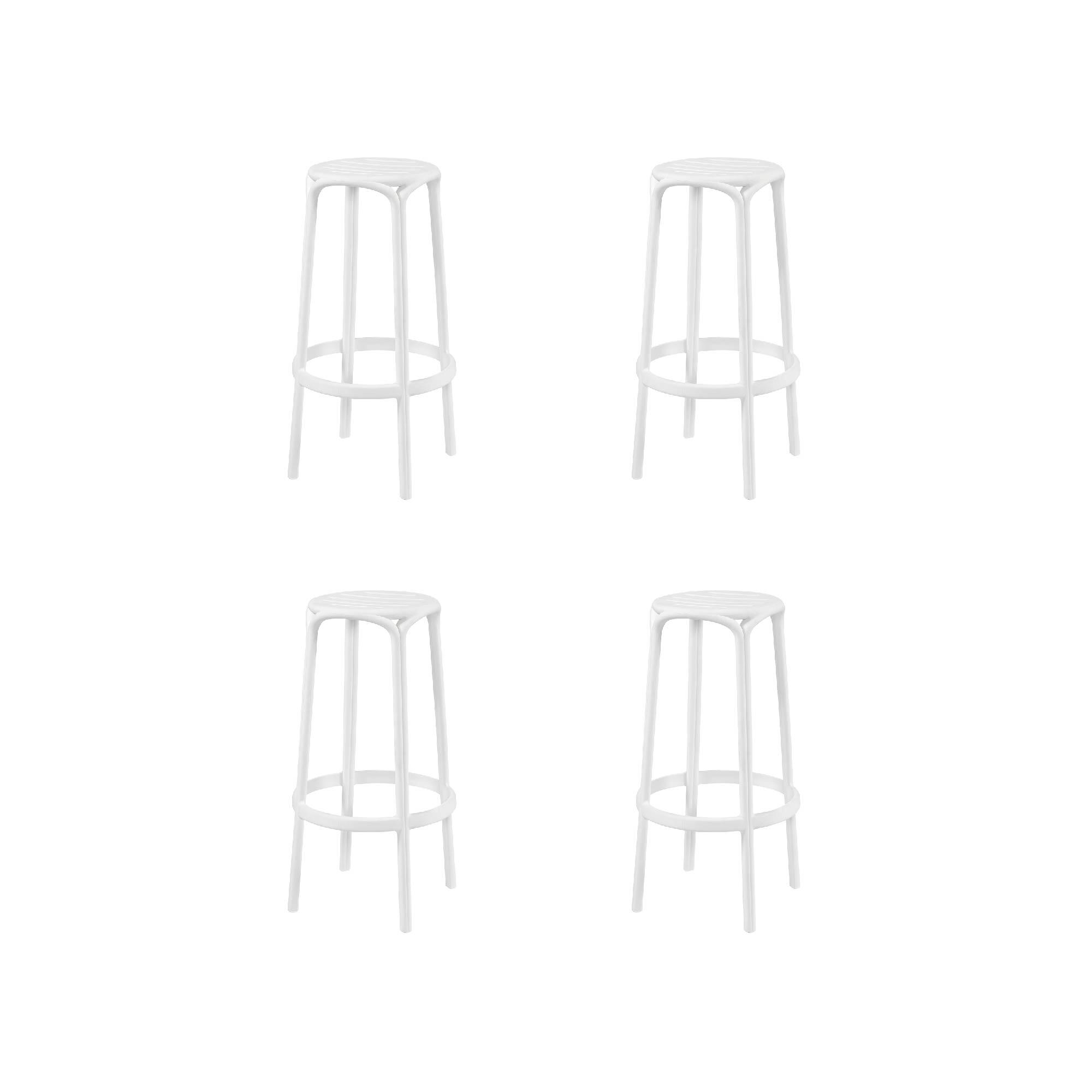 pack 4 sillas altas de jardin sin cojin de resina woody blanco