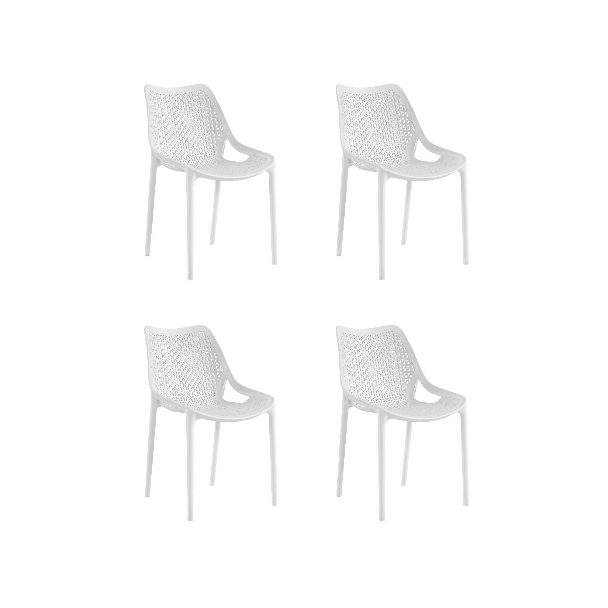 pack 4 sillas altas de jardin sin cojin de resina oxy blanco