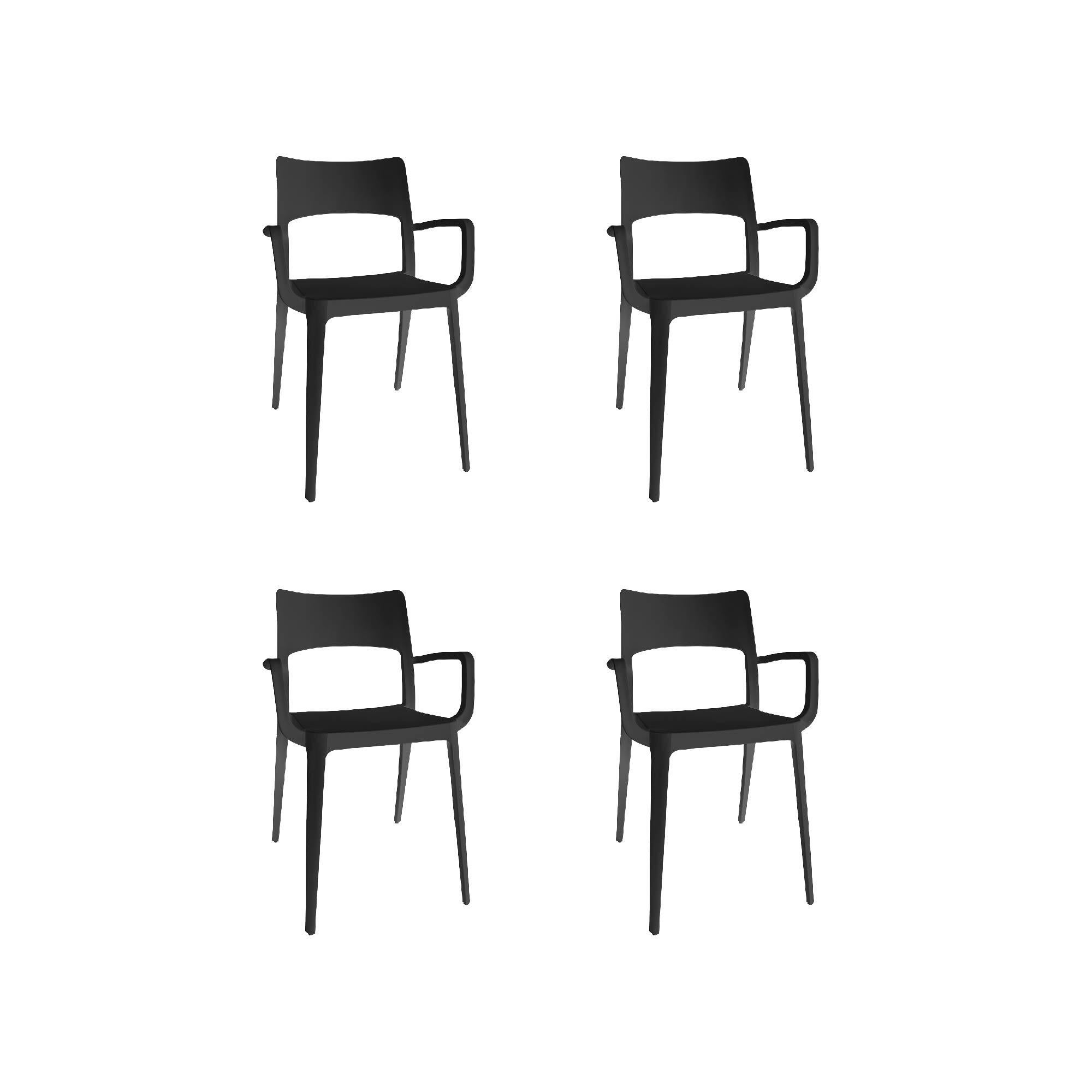 pack 4 sillas altas de jardin sin cojin de resina vanity negro