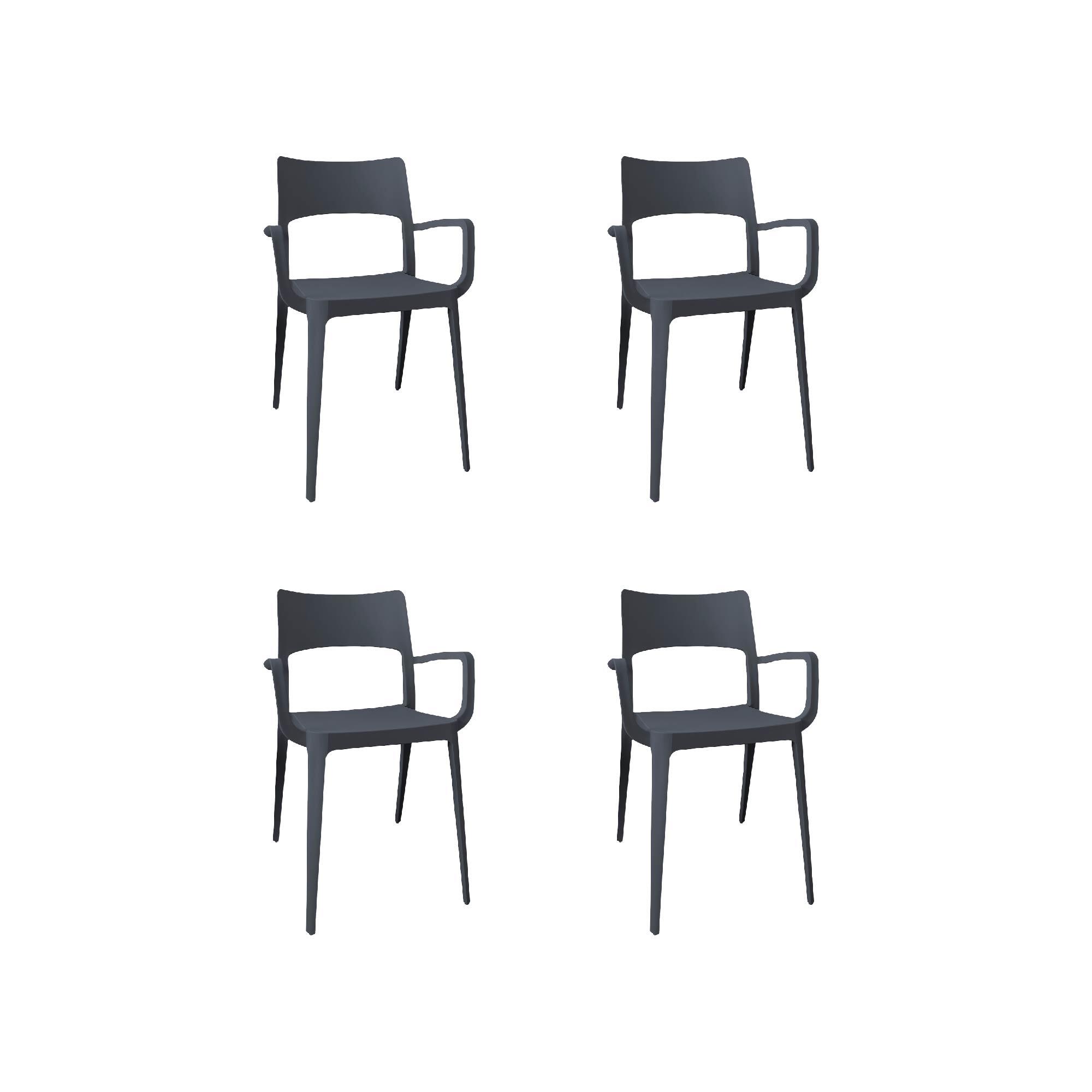 pack 4 sillas altas de jardin sin cojin de resina vanity gris
