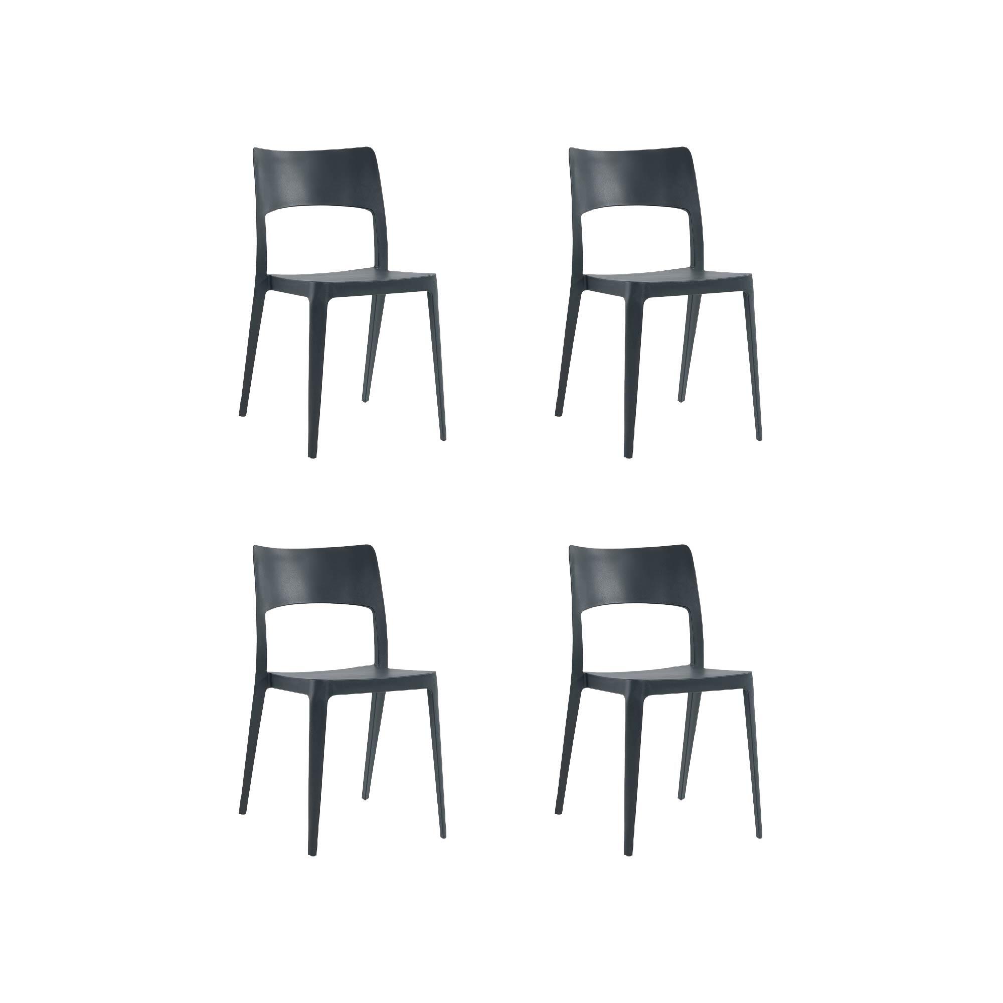 pack 4 sillas altas de jardin sin cojin de resina vanity gris