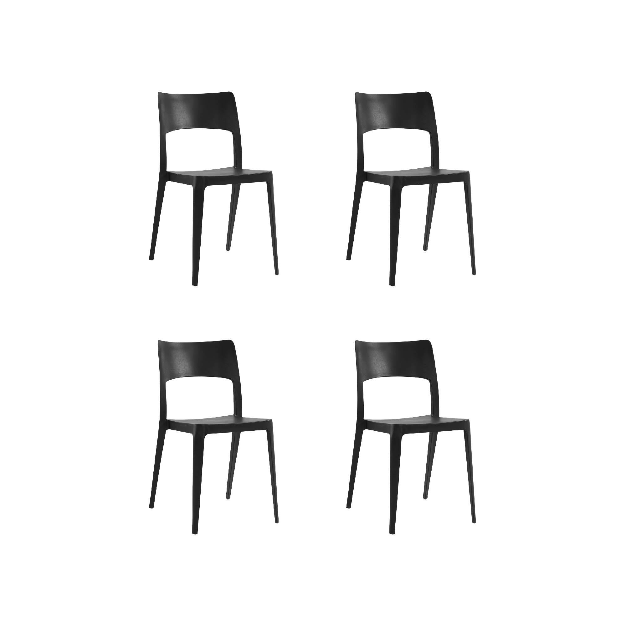 pack 4 sillas altas de jardin sin cojin de resina vanity negro