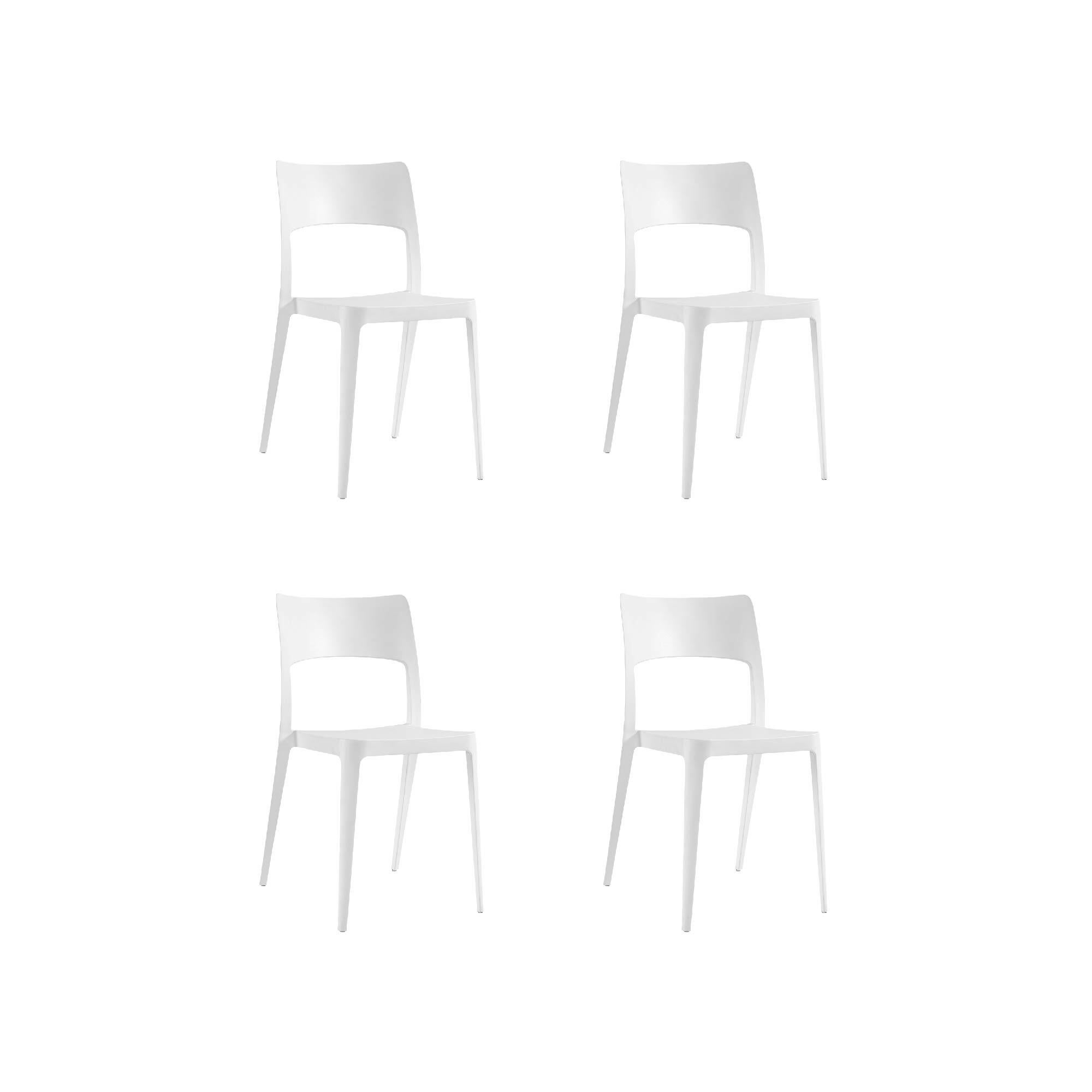 pack 4 sillas altas de jardin sin cojin de resina vanity blanco