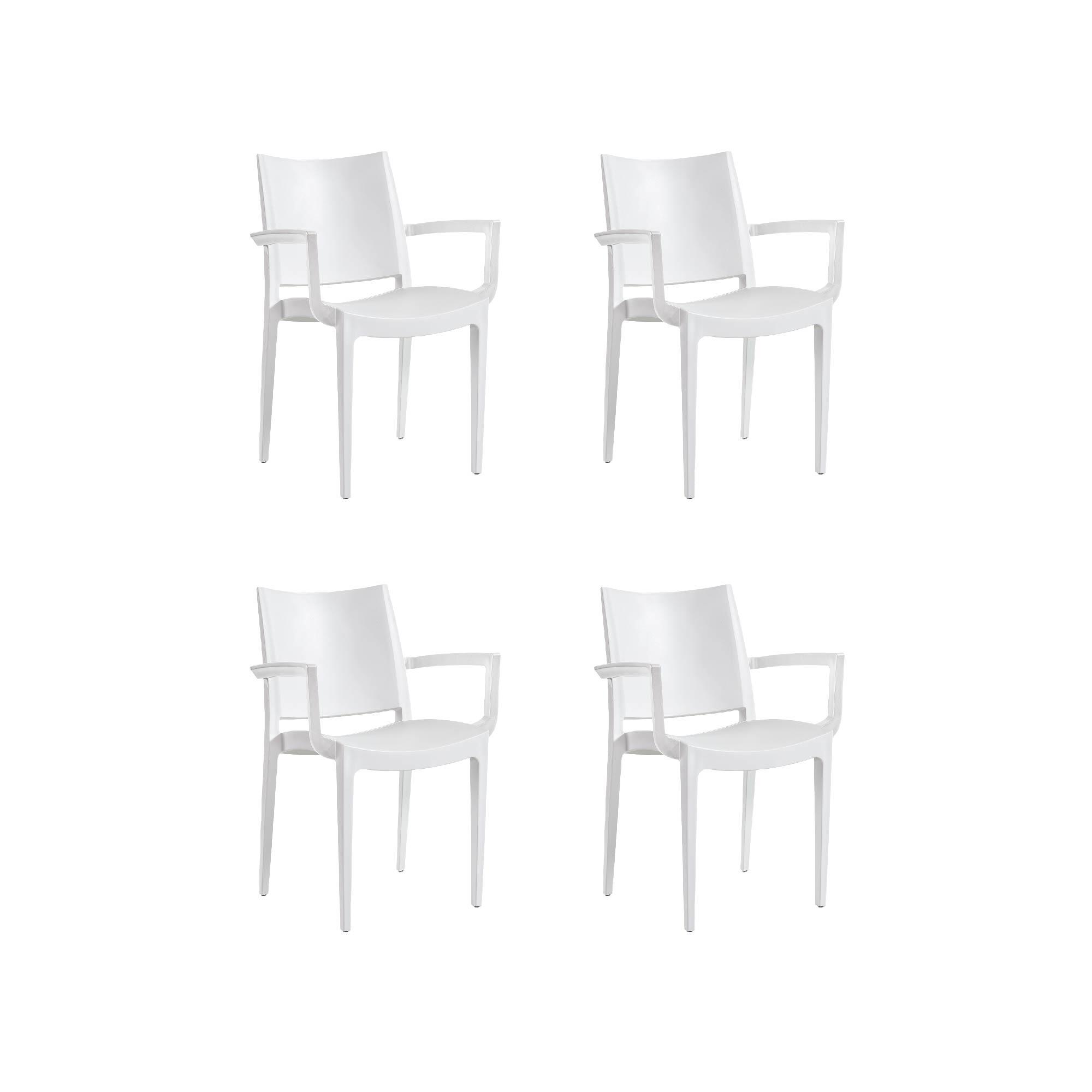 pack 4 sillas altas de jardin sin cojin de resina wanda blanco