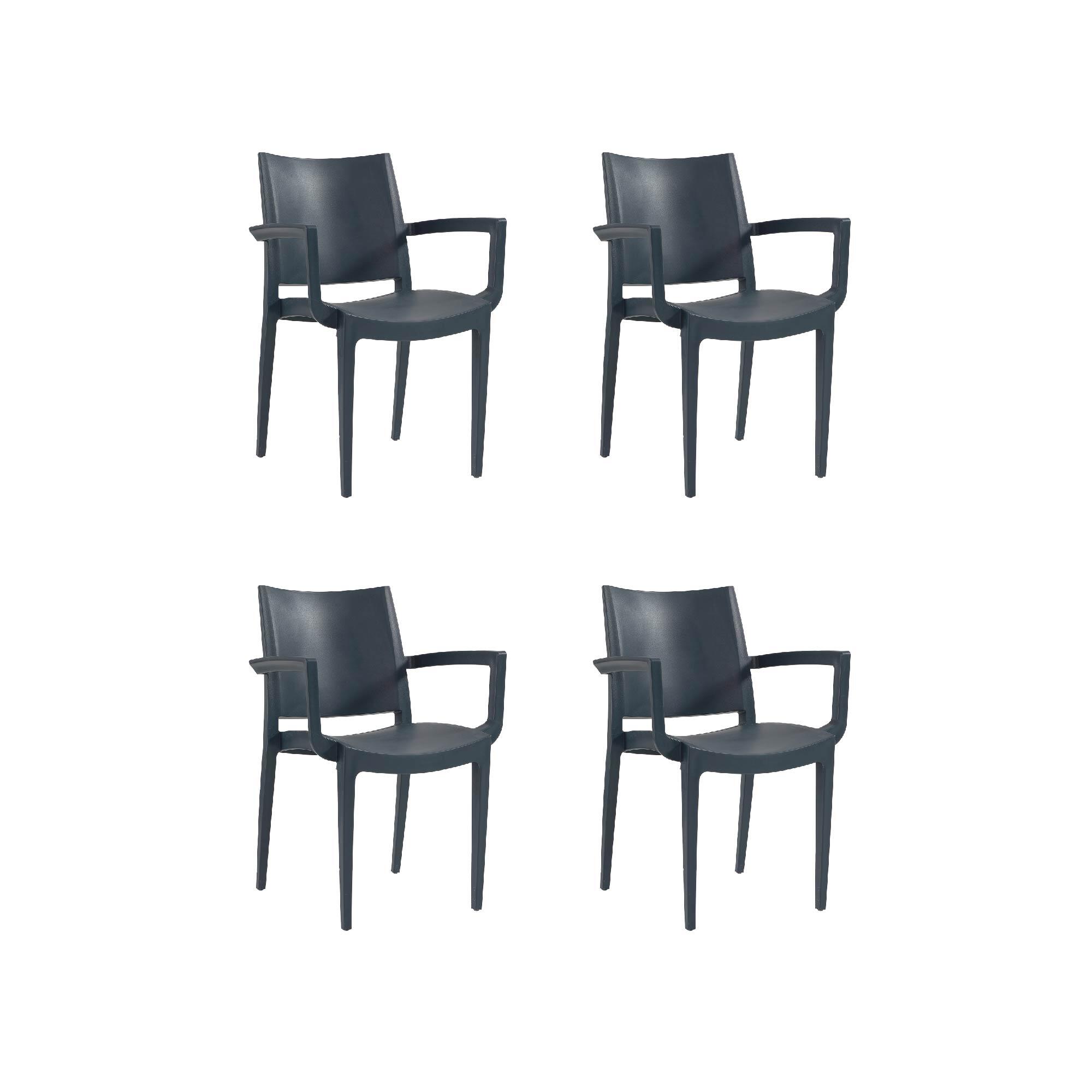 pack 4 sillas altas de jardin sin cojin de resina wanda gris