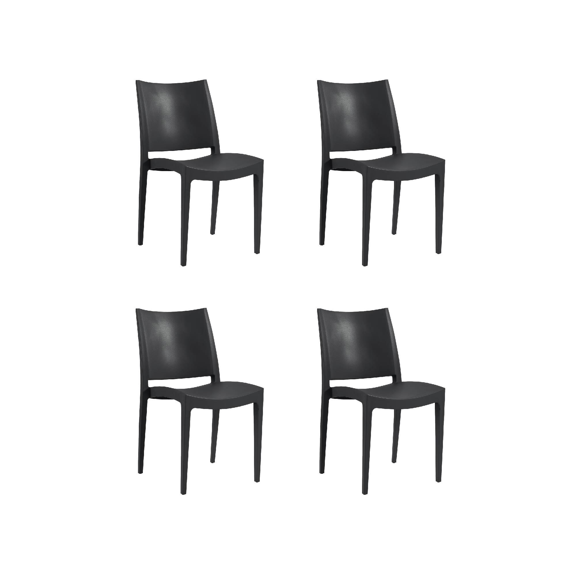 pack 4 sillas altas de jardin sin cojin de resina libby negro