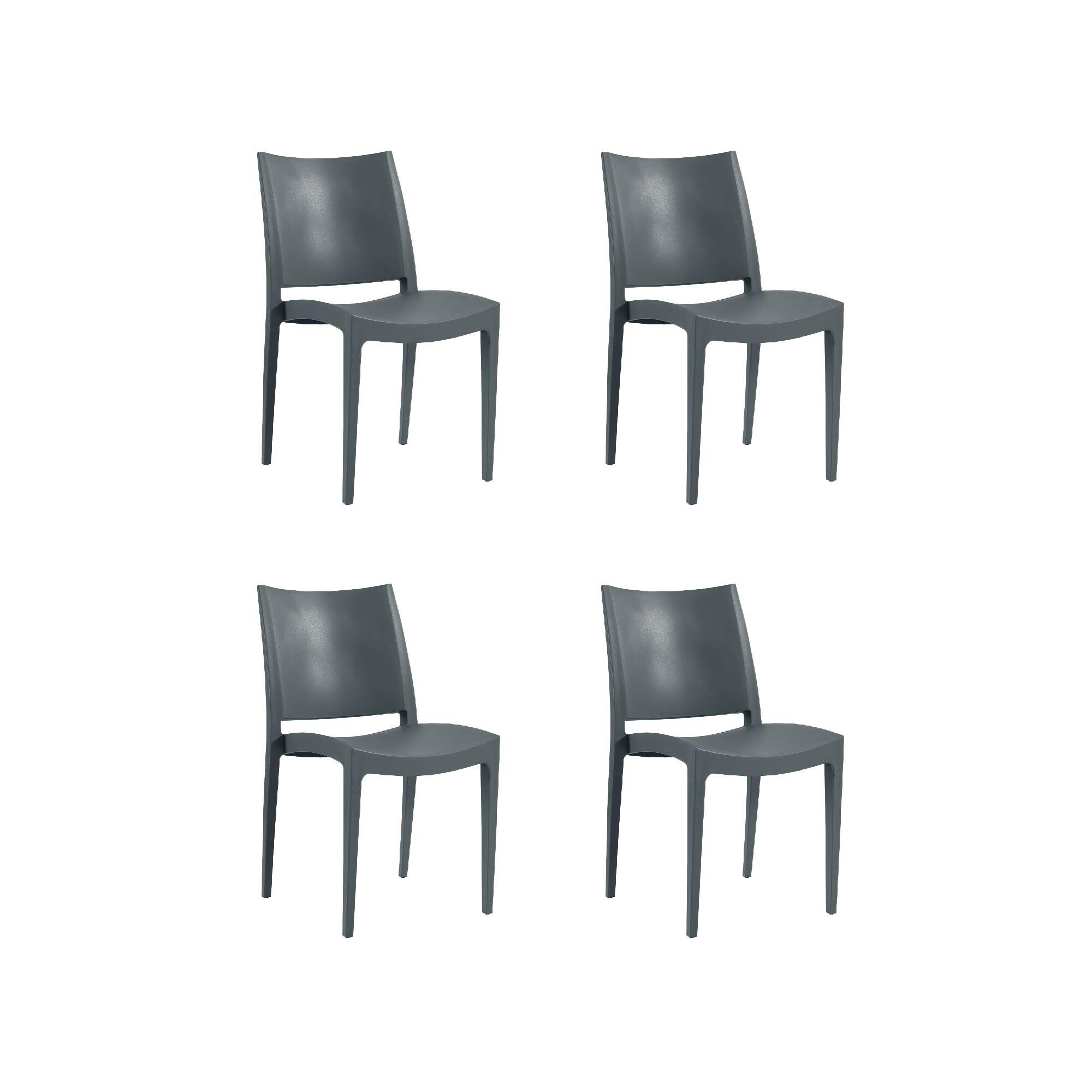 pack 4 sillas altas de jardin sin cojin de resina libby gris