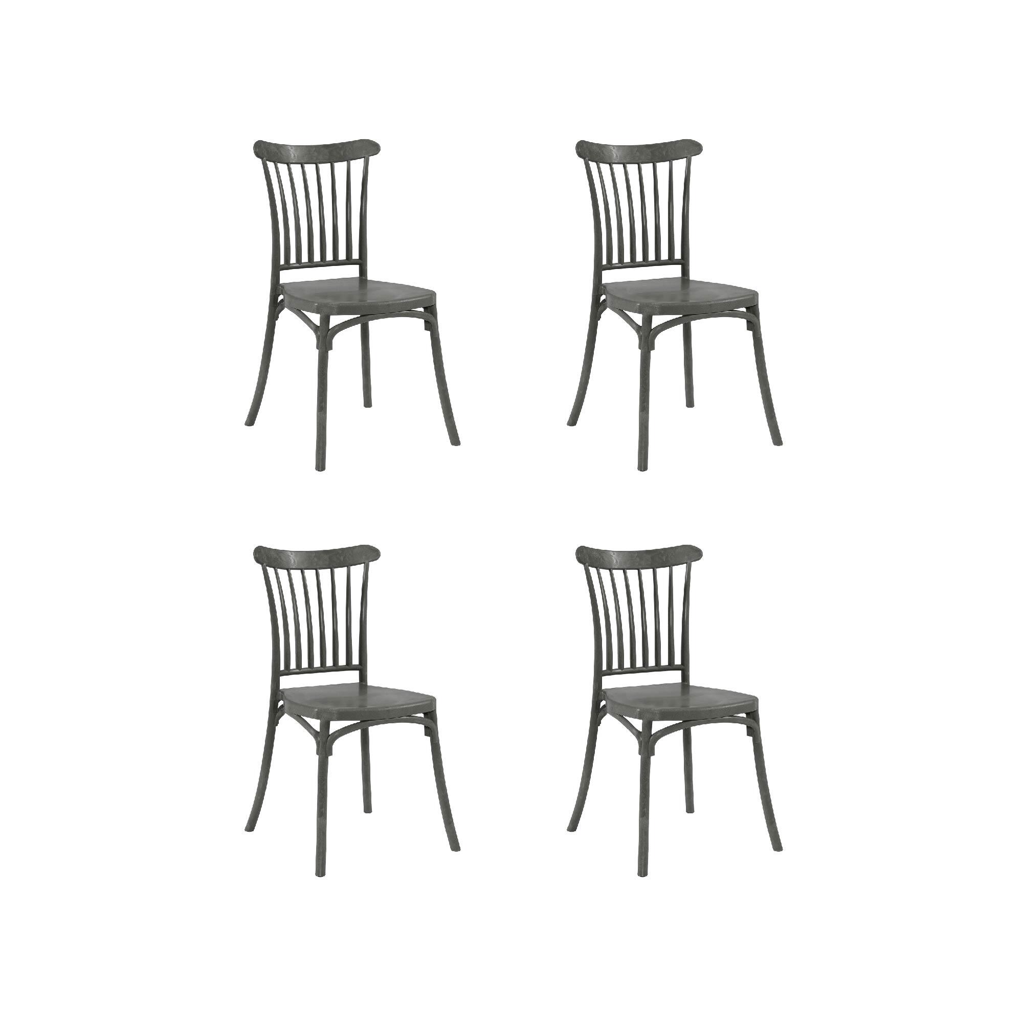 pack 4 sillas altas de jardin sin cojin de resina havana gris